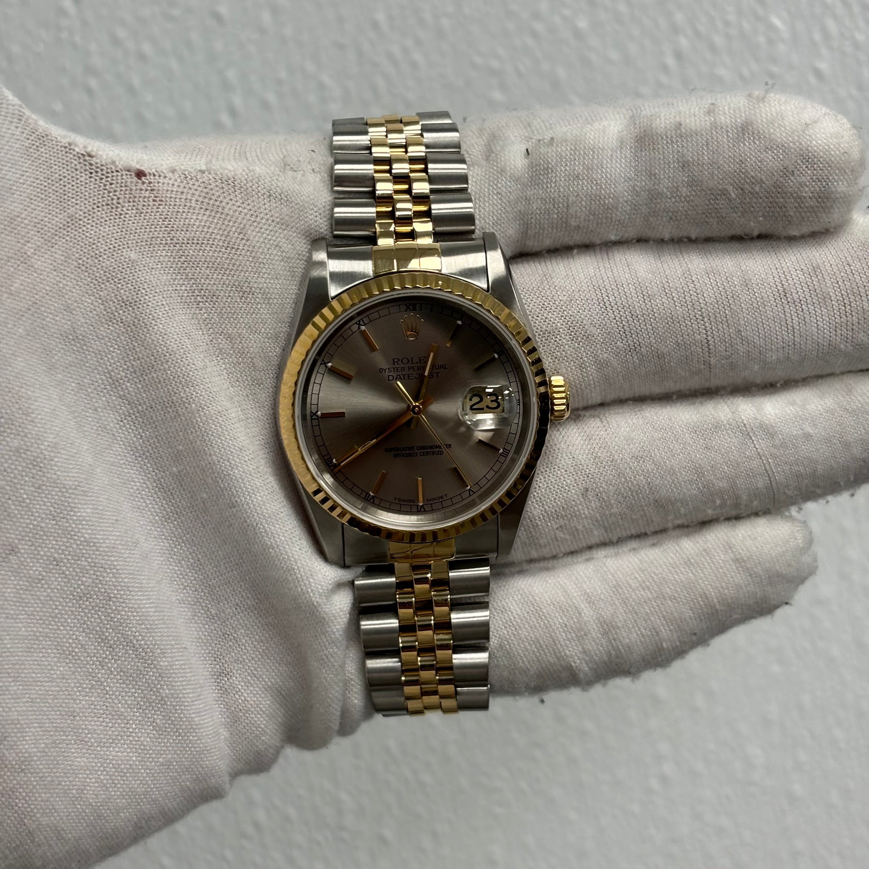 Rolex Datejust 36mm Grey Dial Watch Ref# 16233 - Happy Jewelers Fine Jewelry Lifetime Warranty
