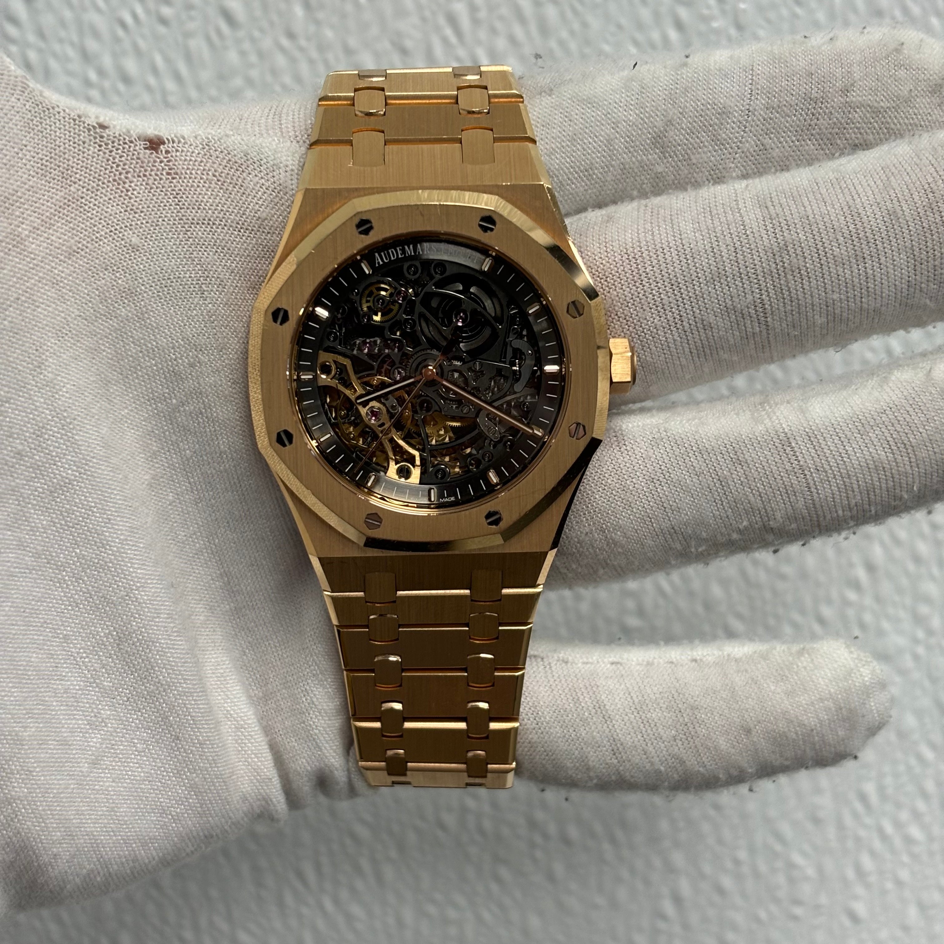 Audemars Piguet Royal Oak 41mm Openwork Dial Watch Ref# 15407OR.OO.1220OR.01 - Happy Jewelers Fine Jewelry Lifetime Warranty