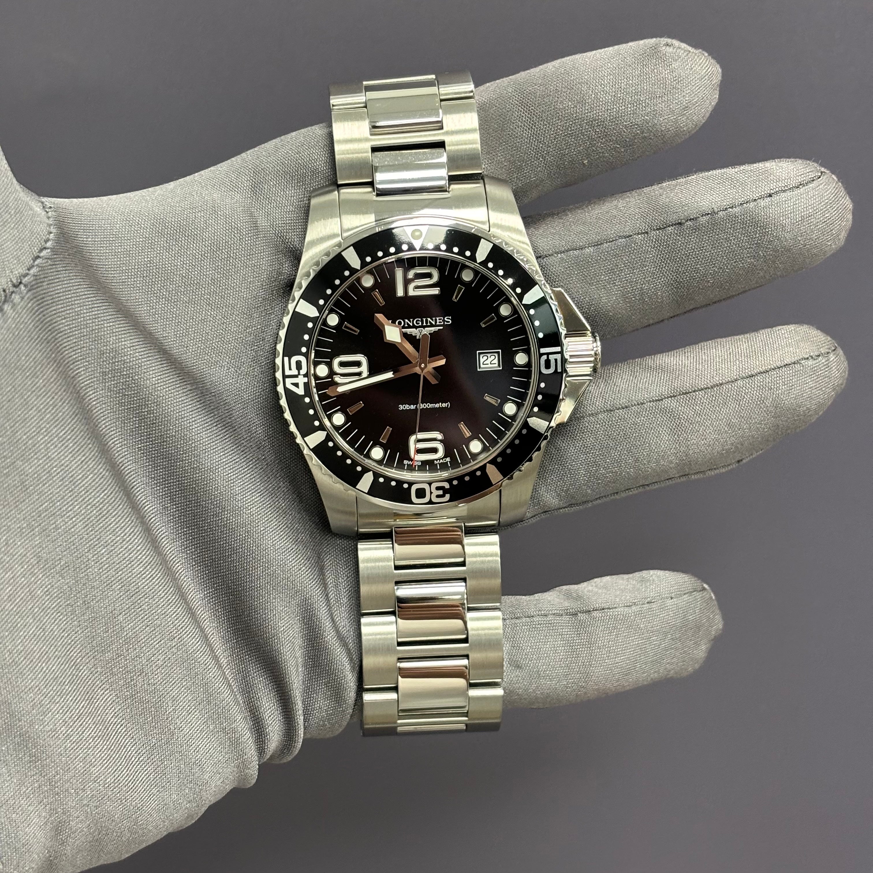 Longines Hydroconquest 44mm Black Dial Watch Ref# L3.840.4.56.6 - Happy Jewelers Fine Jewelry Lifetime Warranty