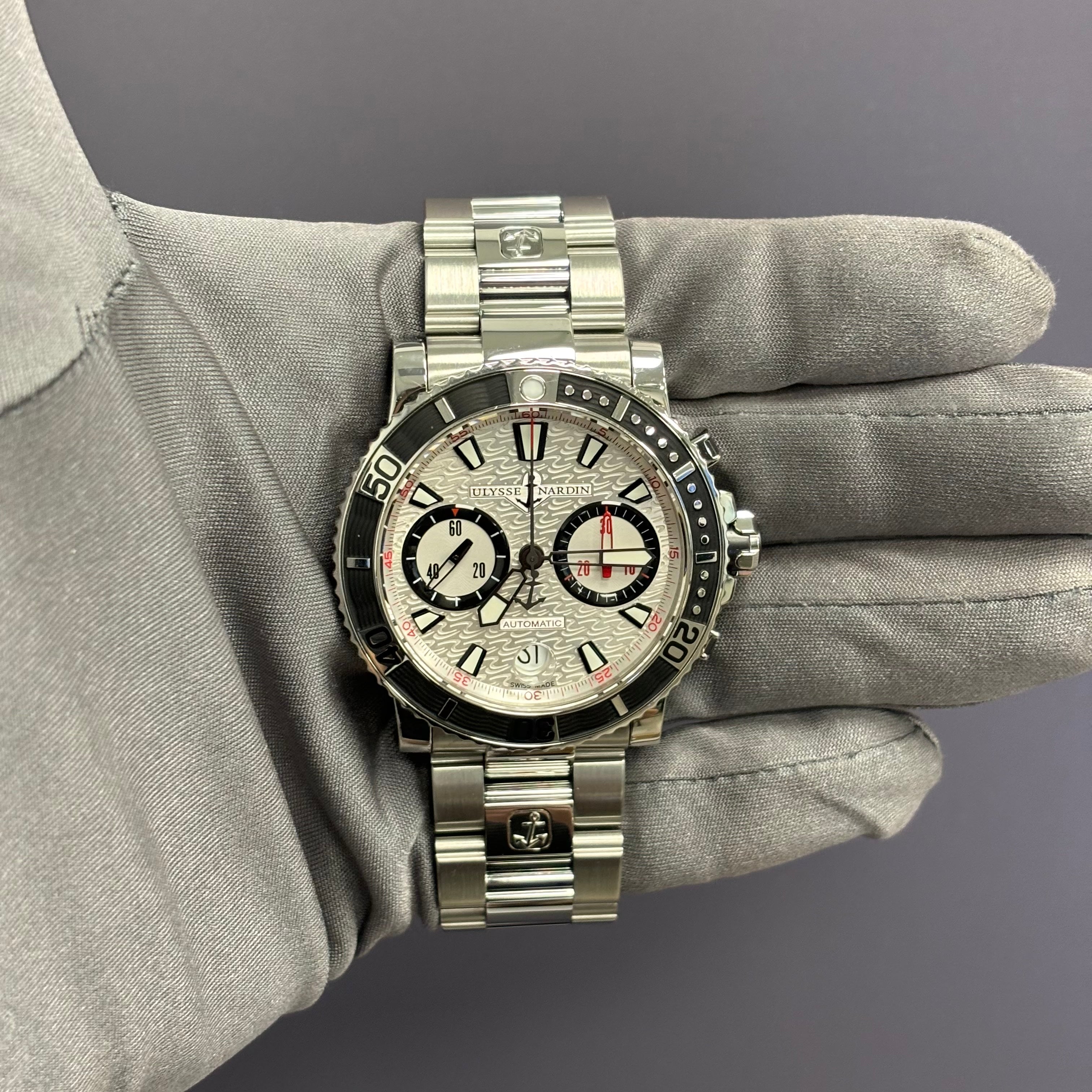 Ulysse Nardin Maxi 42mm Silver Dial Watch Ref# 8003-102 - Happy Jewelers Fine Jewelry Lifetime Warranty