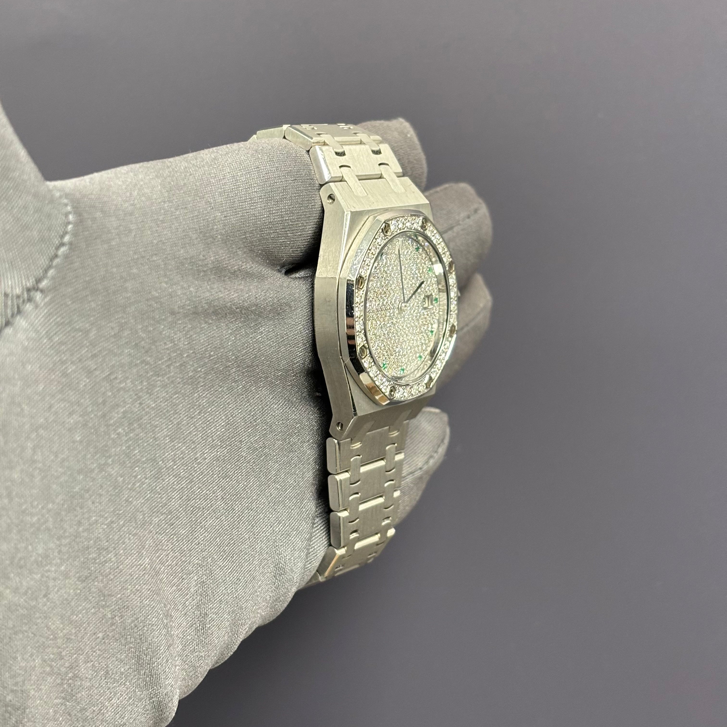 Audemars Piguet Royal Oak 34mm Pave Dial Watch Ref# 15054BC.ZZ.0789BC.01 - Happy Jewelers Fine Jewelry Lifetime Warranty