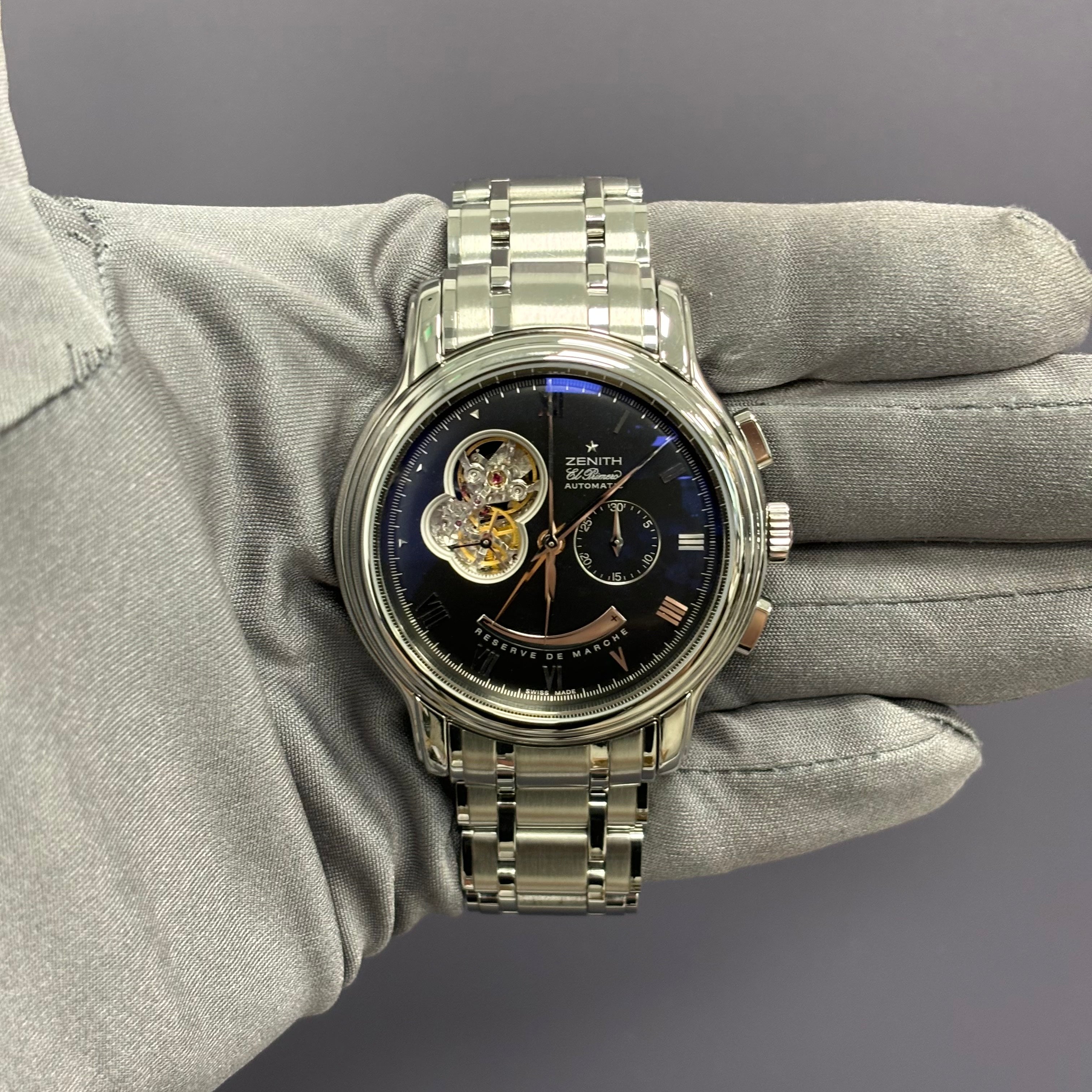 Zenith El Primero 45mm Black Dial Watch Ref# 03.1260.4021 - Happy Jewelers Fine Jewelry Lifetime Warranty