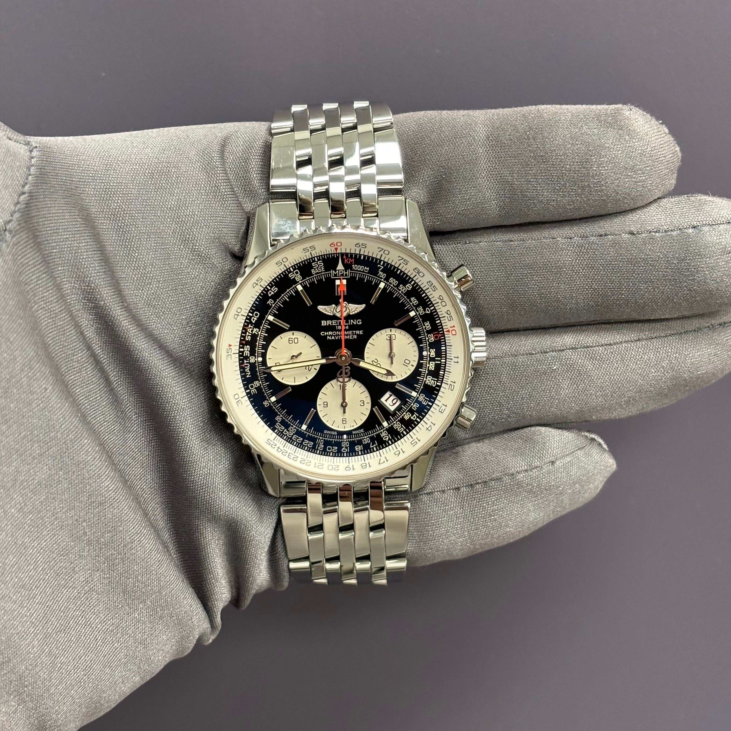 Breitling Navitimer 43mm Black Dial Watch Ref# AB0121 - Happy Jewelers Fine Jewelry Lifetime Warranty