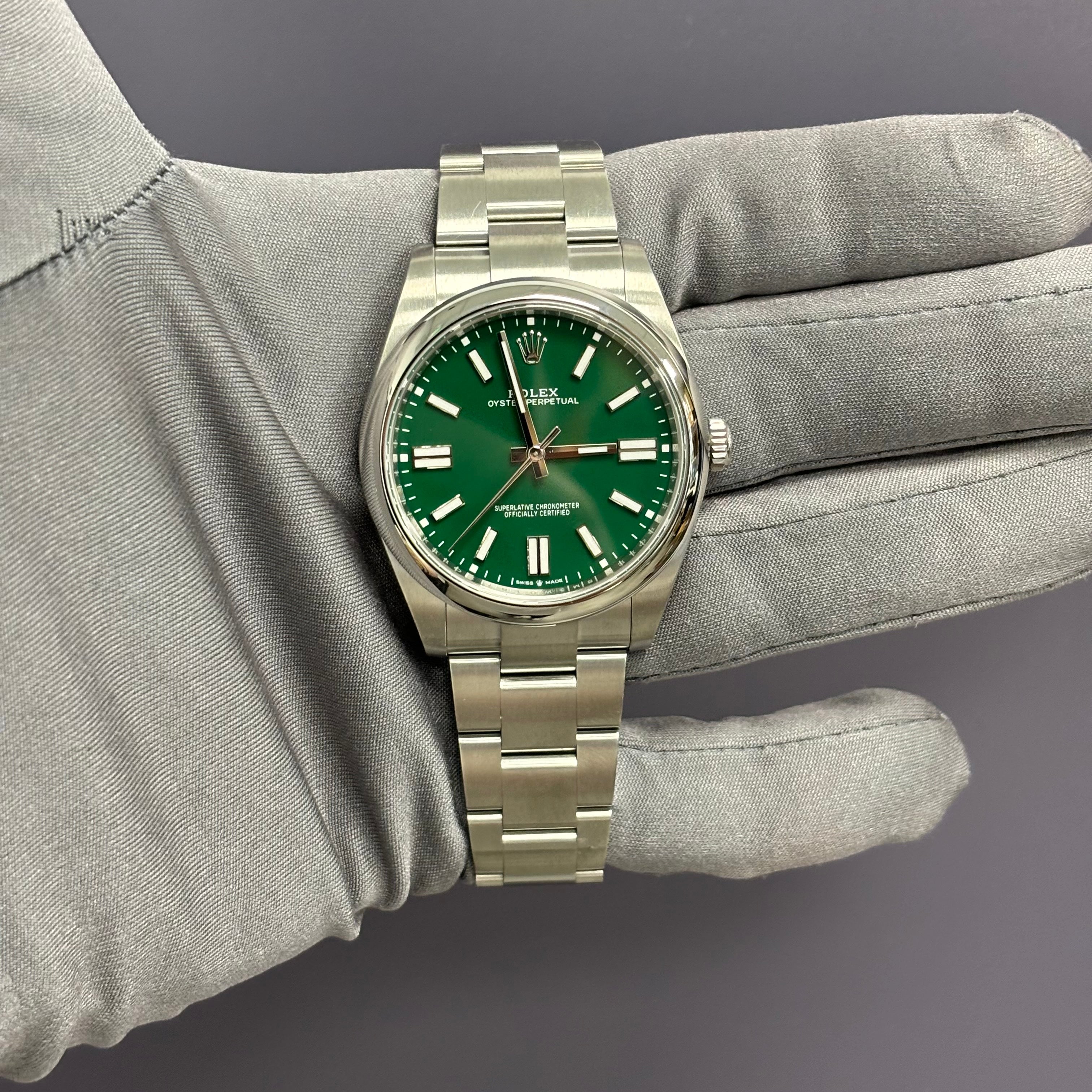 Rolex OP 41mm Green Dial Watch Ref# 124300 - Happy Jewelers Fine Jewelry Lifetime Warranty
