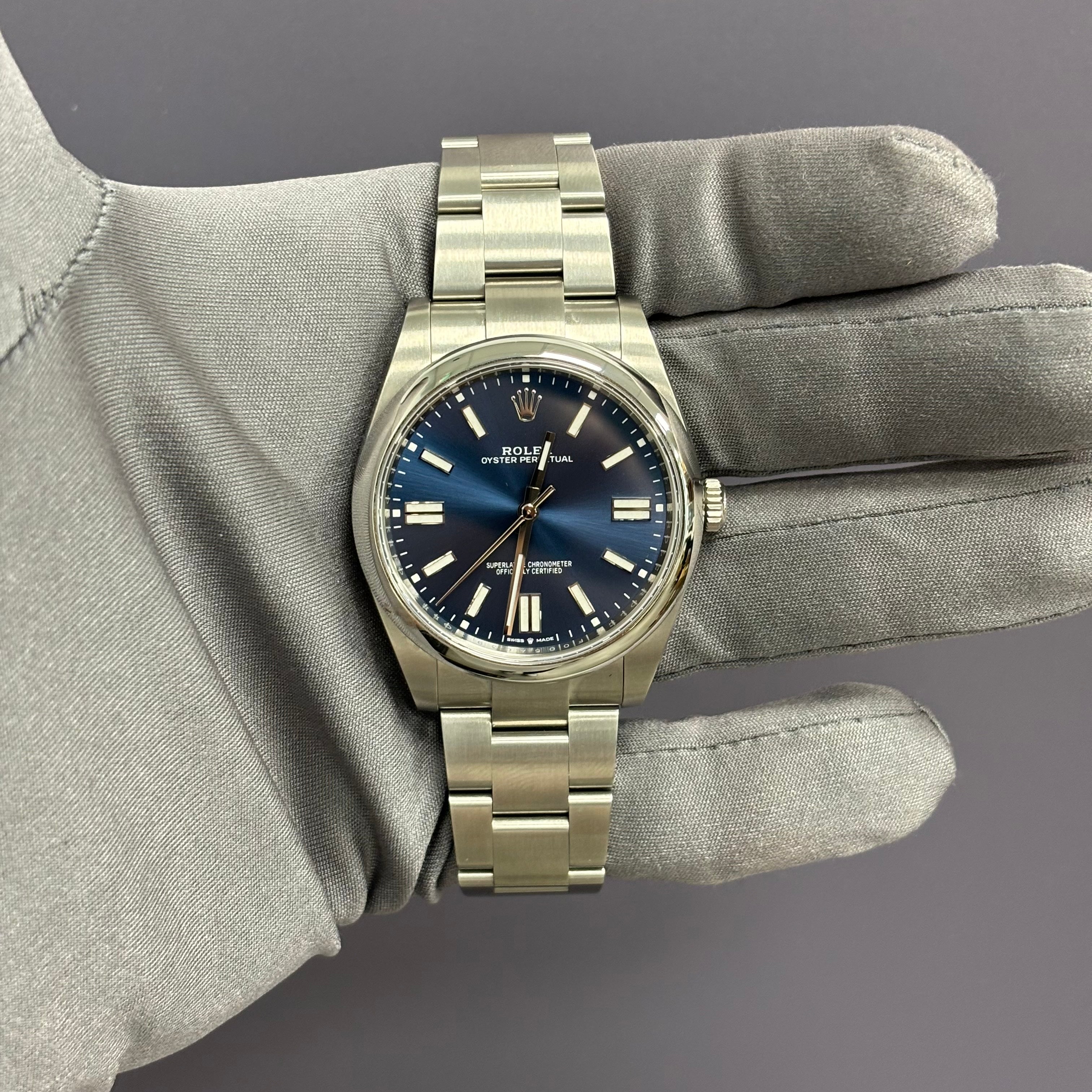 Rolex Oyster Perpetual Blue Dial 41mm Ref# 124300 - Happy Jewelers Fine Jewelry Lifetime Warranty