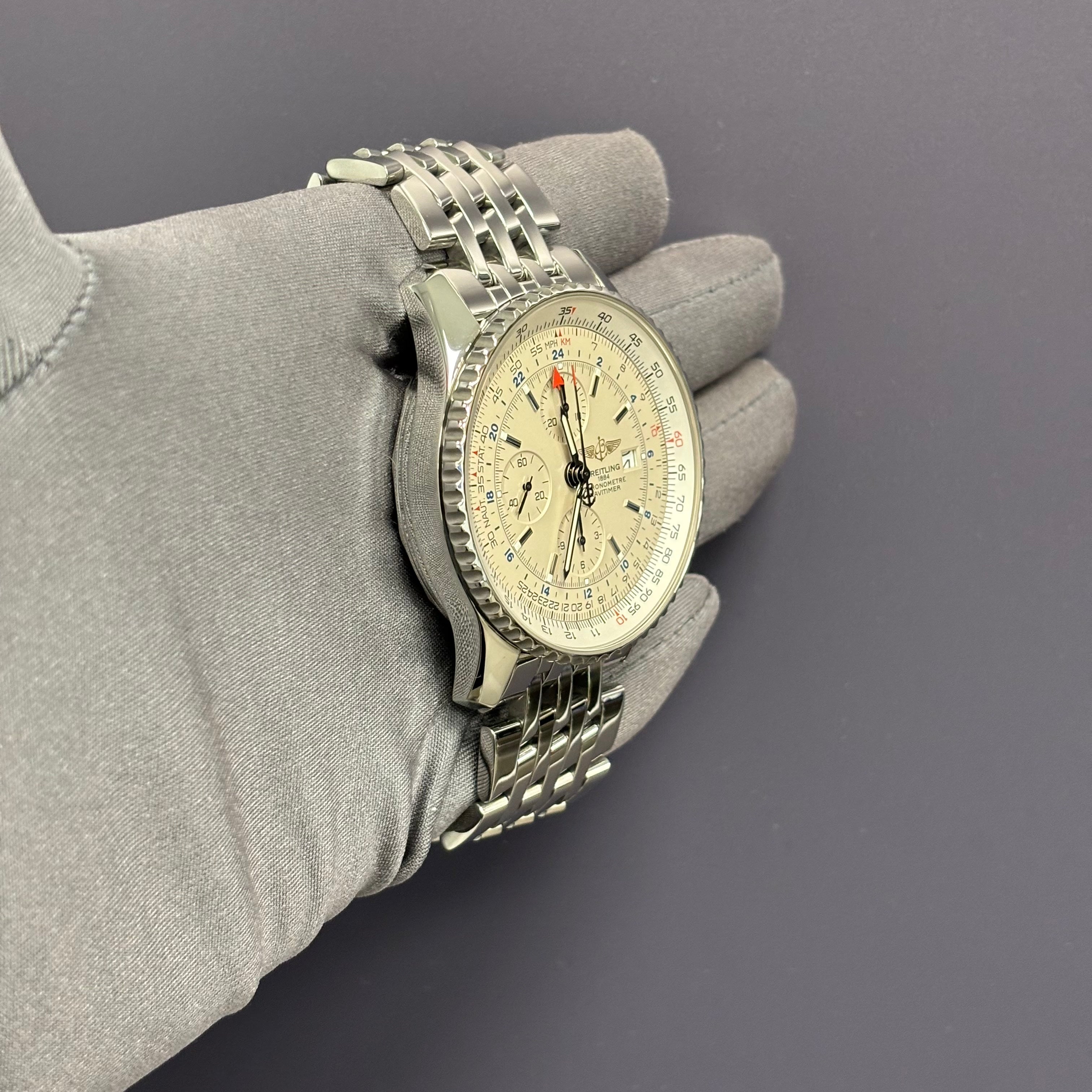 Breitling Navitimer 46mm White Dial Watch Ref# A24322 - Happy Jewelers Fine Jewelry Lifetime Warranty