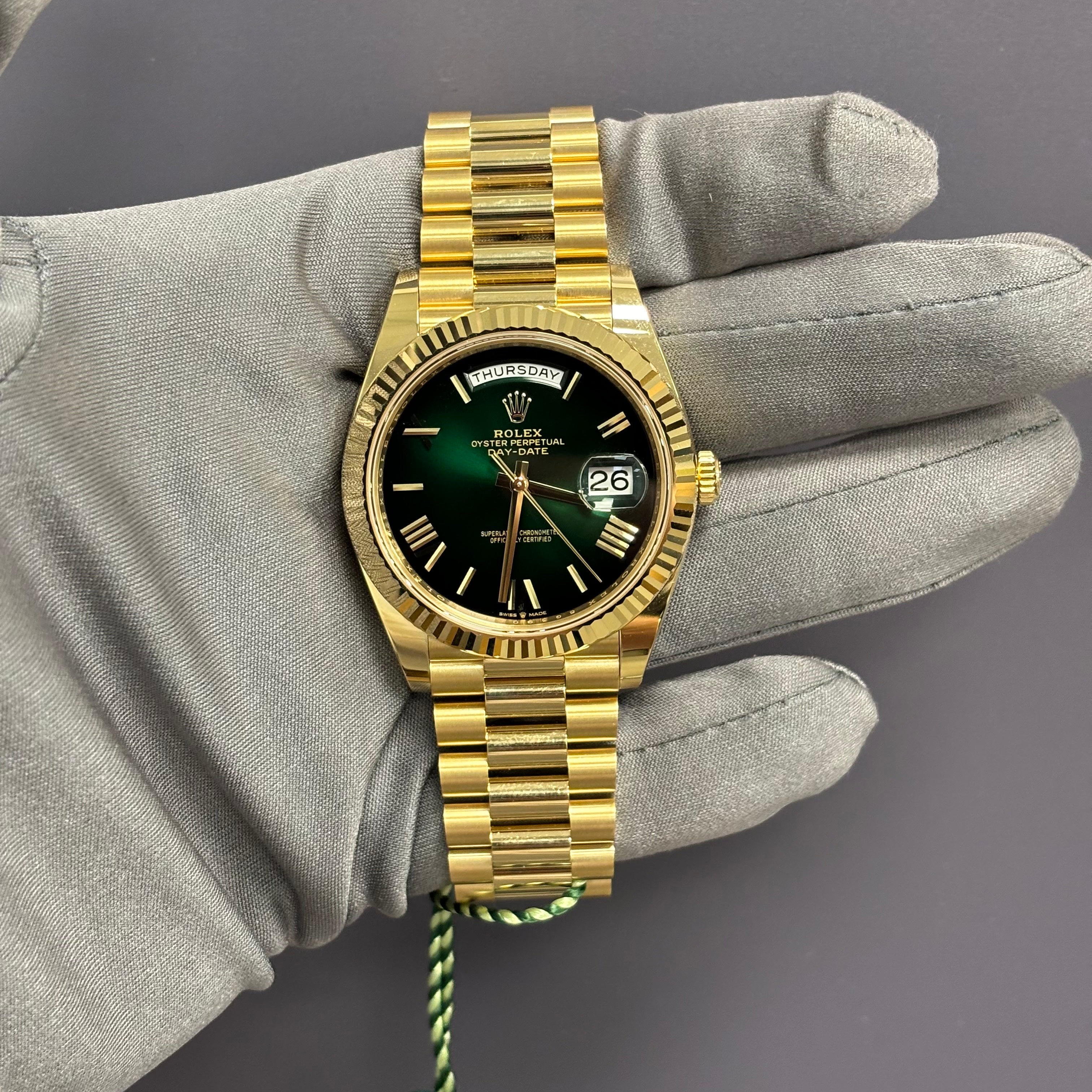 Rolex Day-Date 40mm Ombre Green Dial Watch Ref# 228238 - Happy Jewelers Fine Jewelry Lifetime Warranty