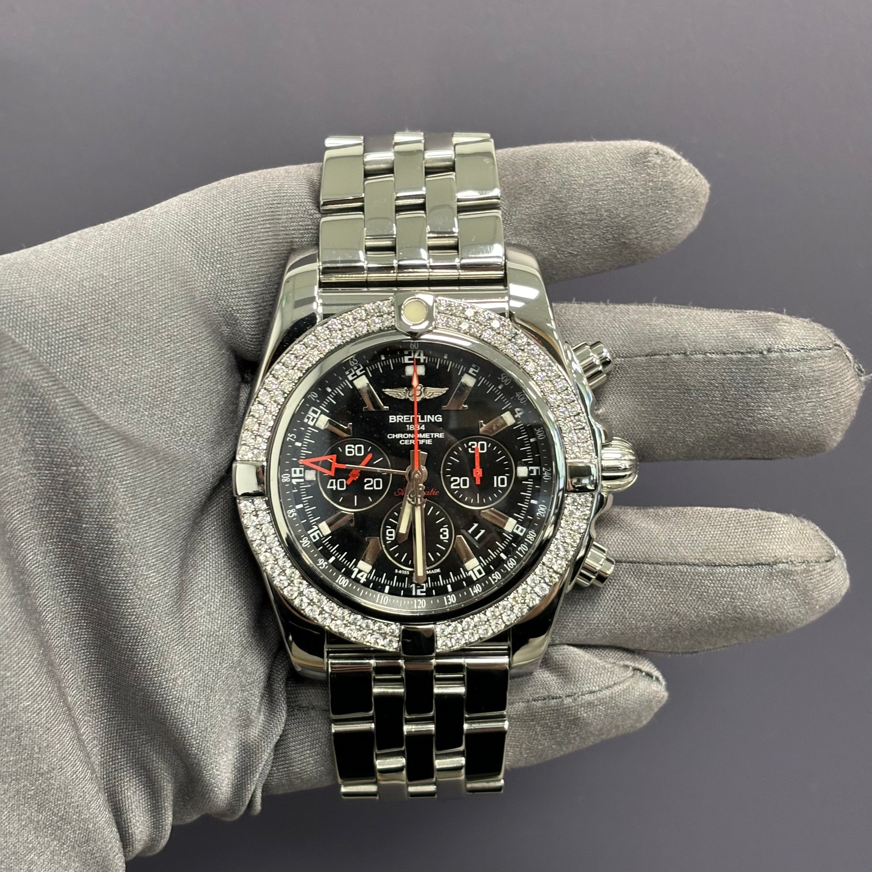 Breitling Chronomat 47mm Black Dial Watch Ref# AB0412 - Happy Jewelers Fine Jewelry Lifetime Warranty