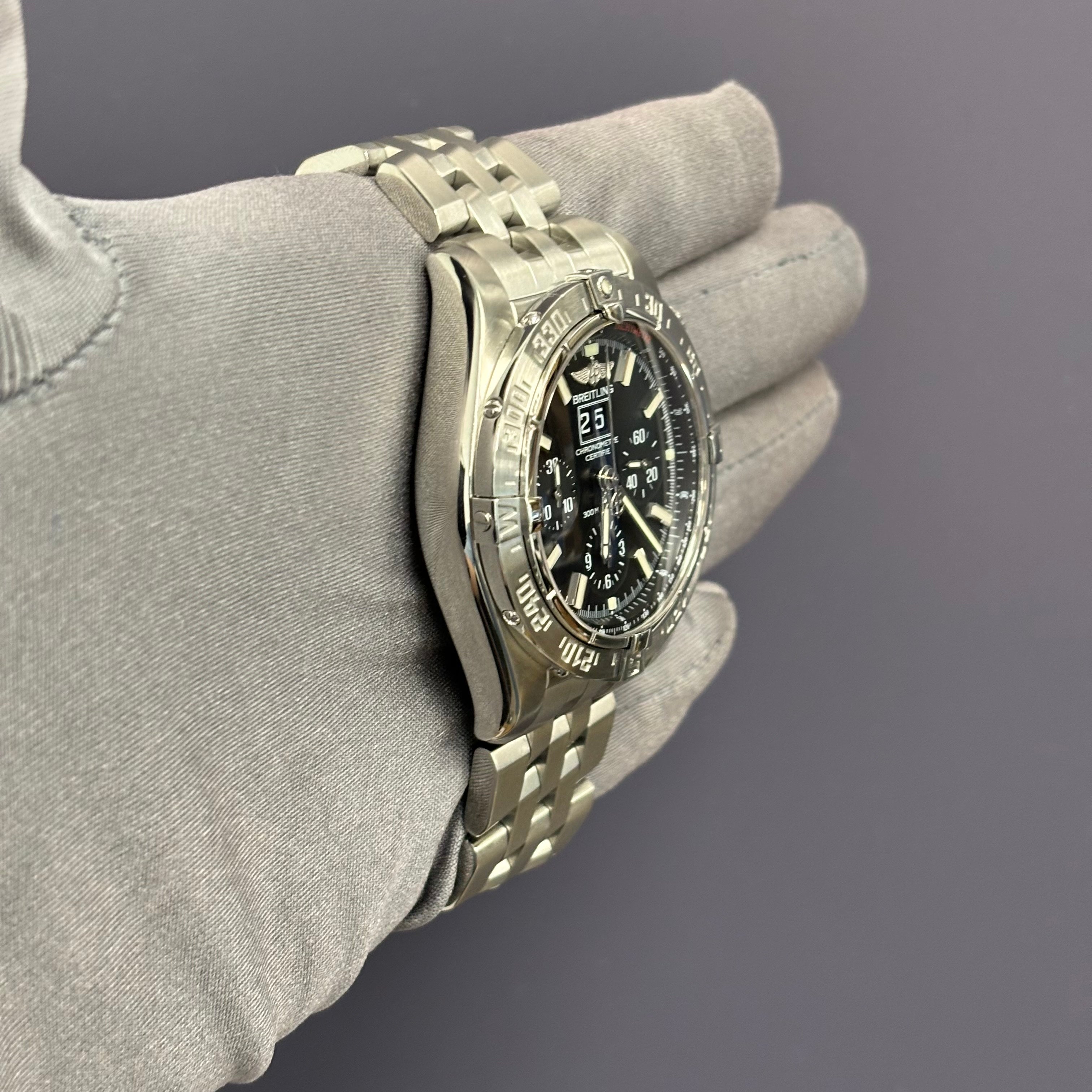 Breitling Chronomat 43mm Black Dial Watch Ref# A44359 - Happy Jewelers Fine Jewelry Lifetime Warranty