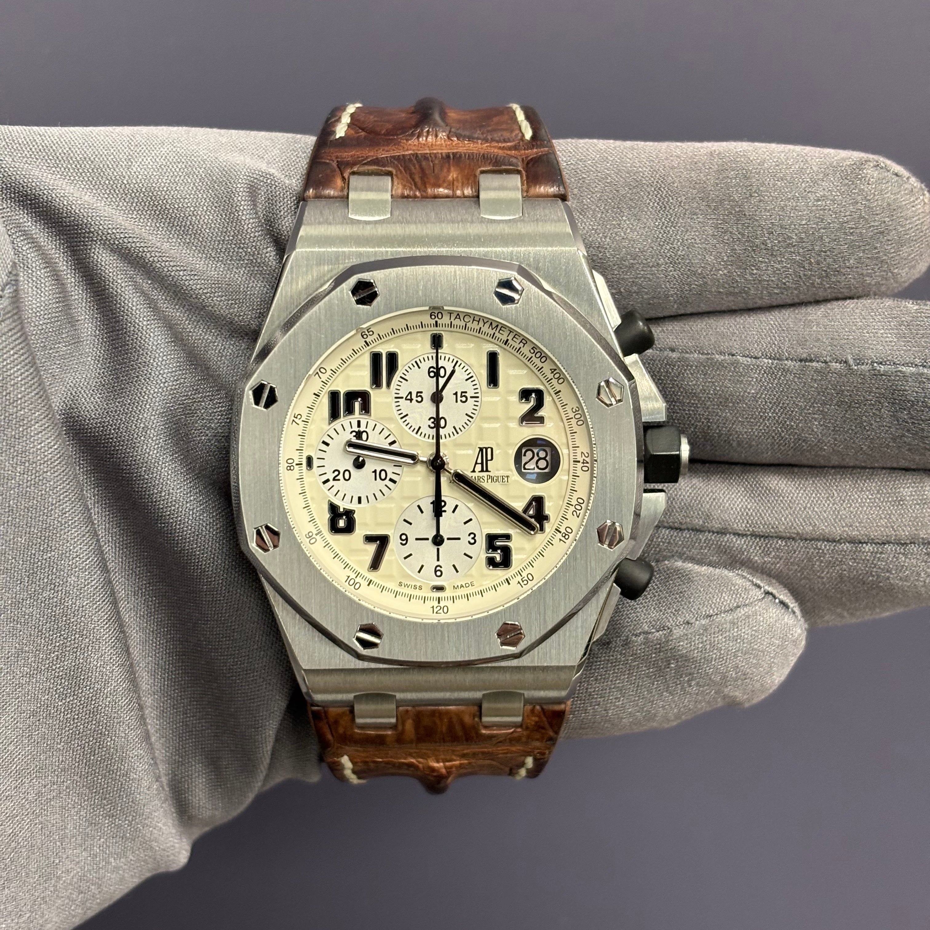Audemars Piguet Royal Oak 42mm Cream Dial Watch Ref# 26170ST.OO.D091CR.01 - Happy Jewelers Fine Jewelry Lifetime Warranty