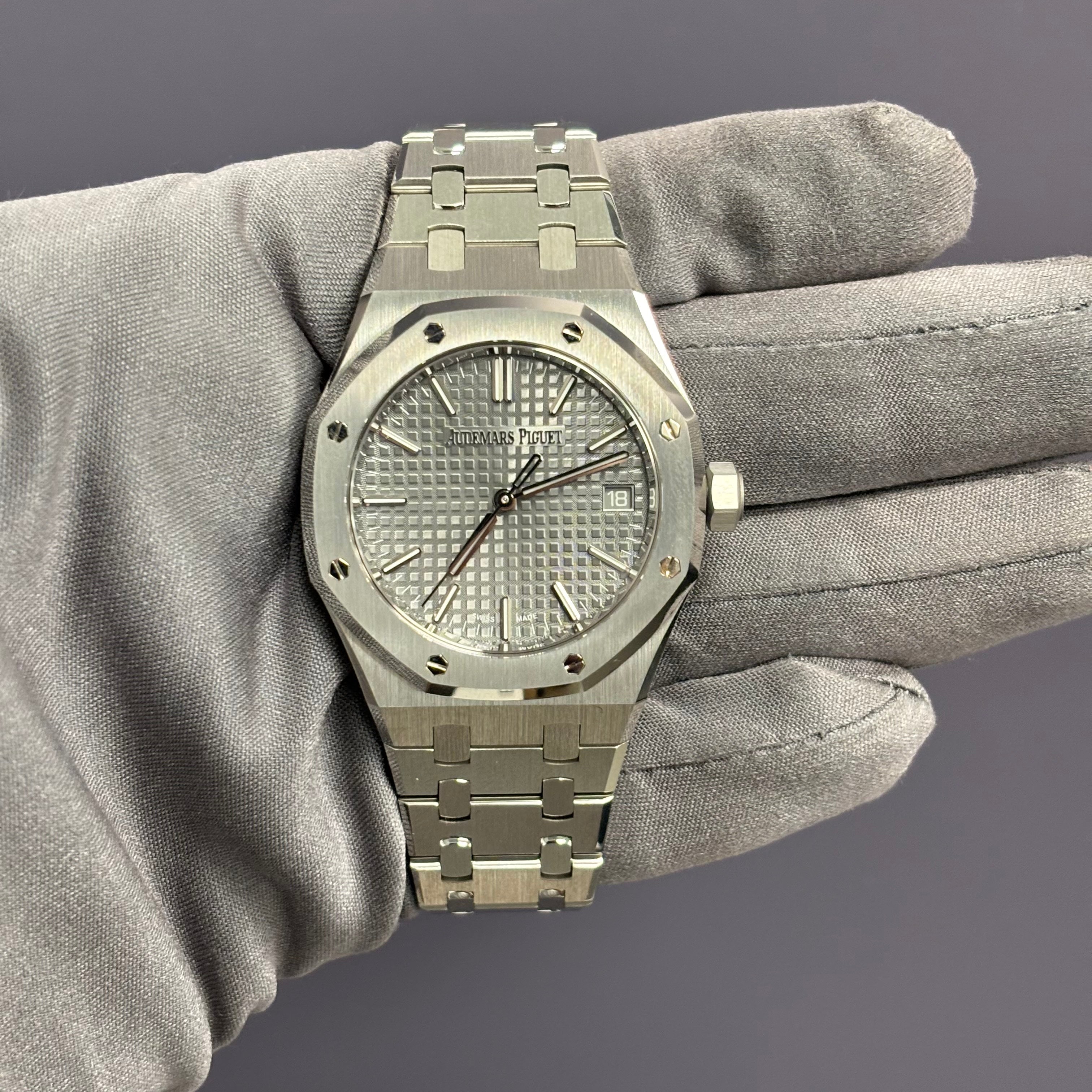 Audemars Piguet Royal Oak 37mm Grey Dial Watch Ref# 15550ST.OO.1356ST.07 - Happy Jewelers Fine Jewelry Lifetime Warranty