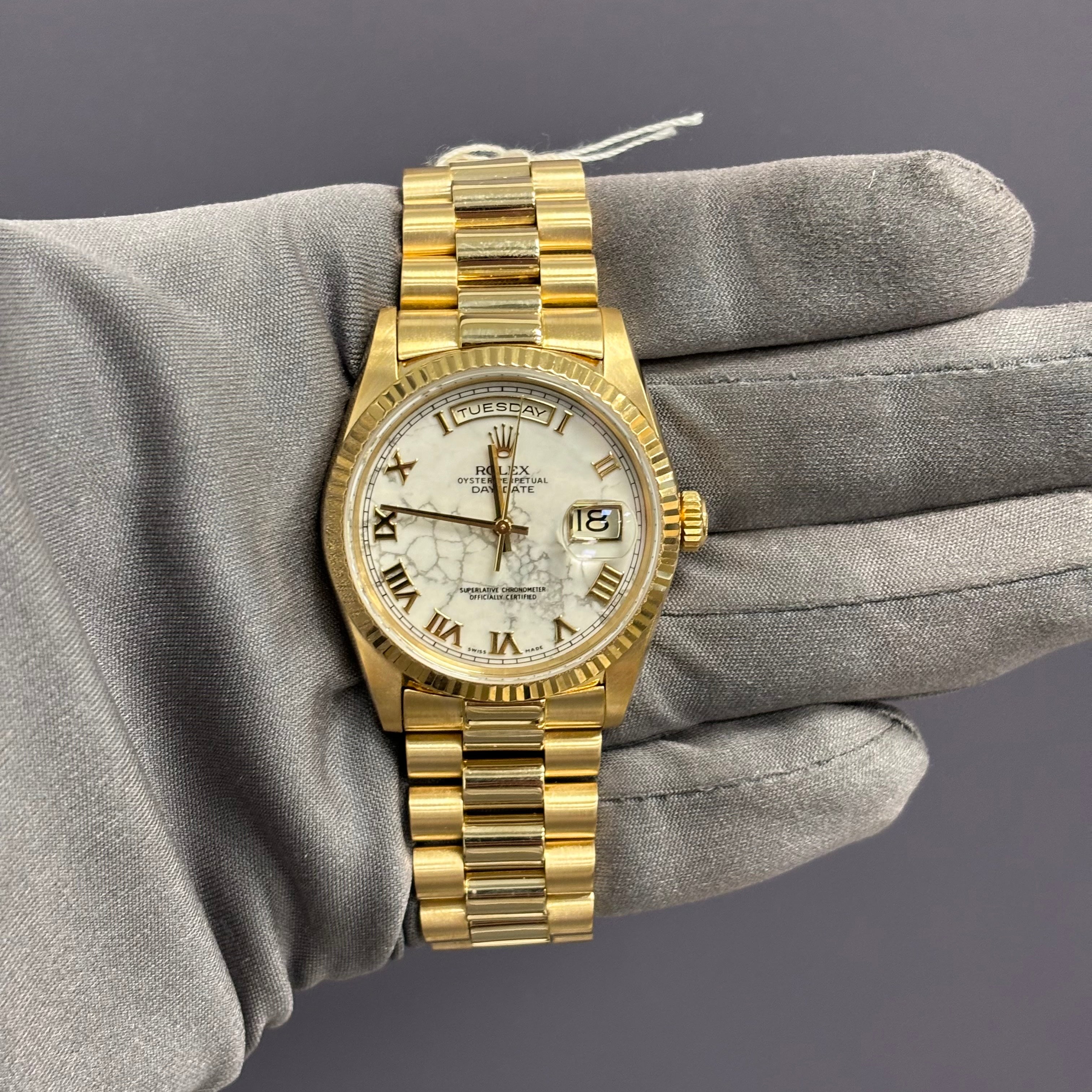 Rolex Day-Date 36mm Howlite Dial Watch Ref# 18238 - Happy Jewelers Fine Jewelry Lifetime Warranty