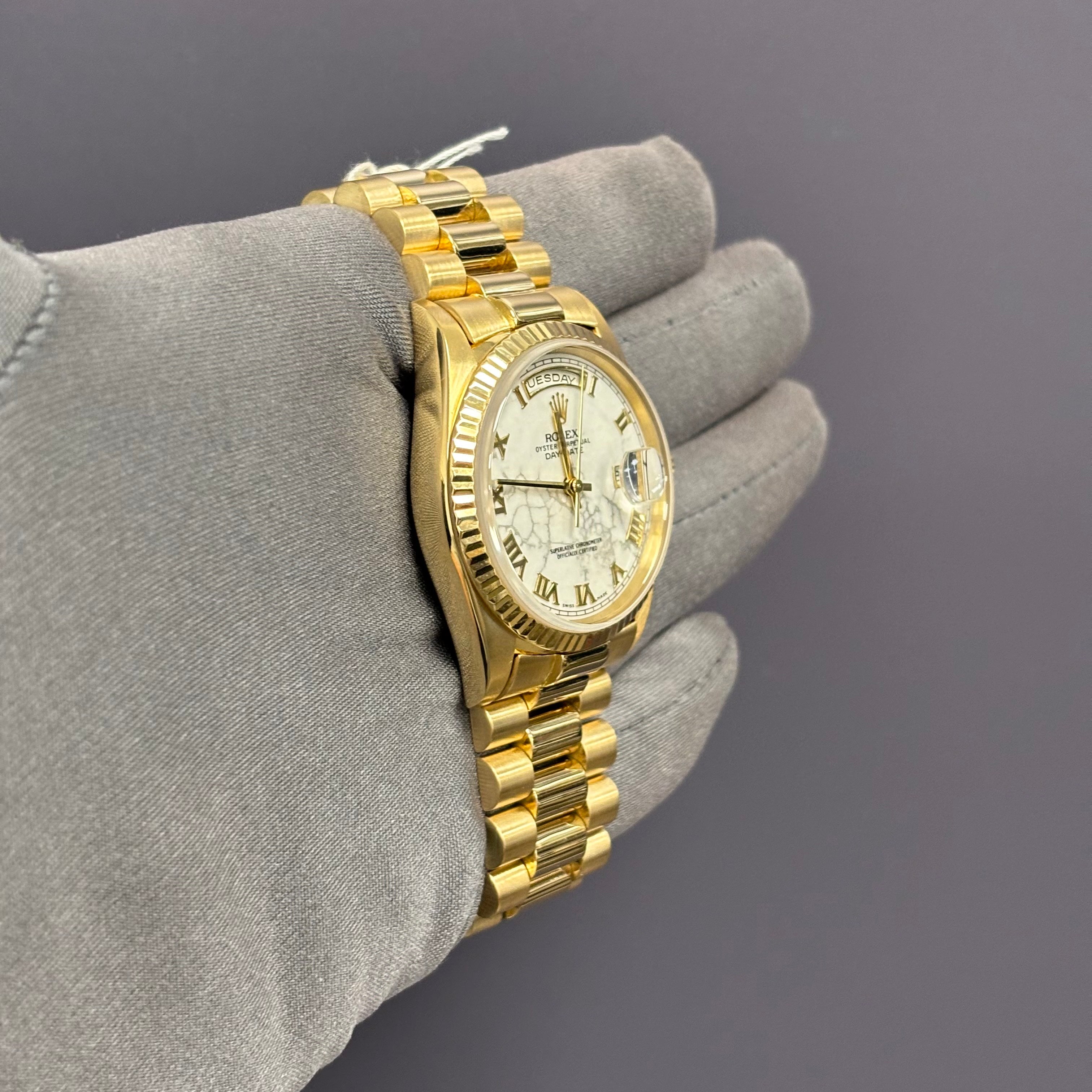 Rolex Day-Date 36mm Howlite Dial Watch Ref# 18238 - Happy Jewelers Fine Jewelry Lifetime Warranty