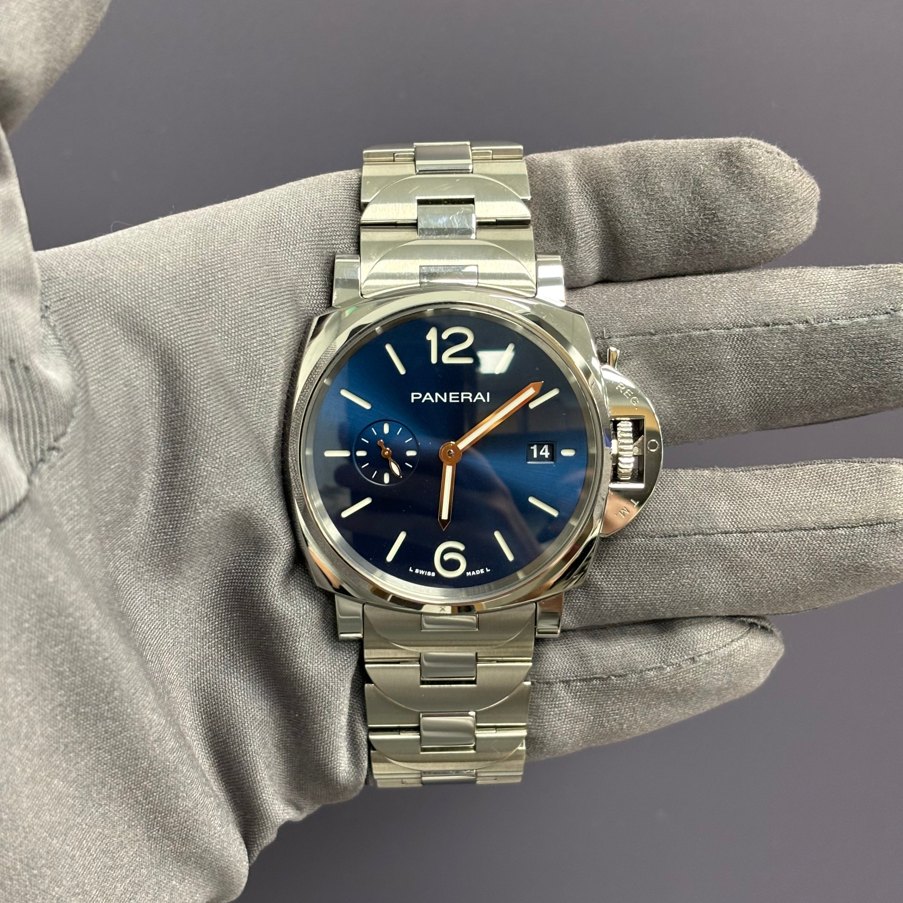 Panerai Luminor 42mm Blue Dial Watch Ref# PAM01124 - Happy Jewelers Fine Jewelry Lifetime Warranty