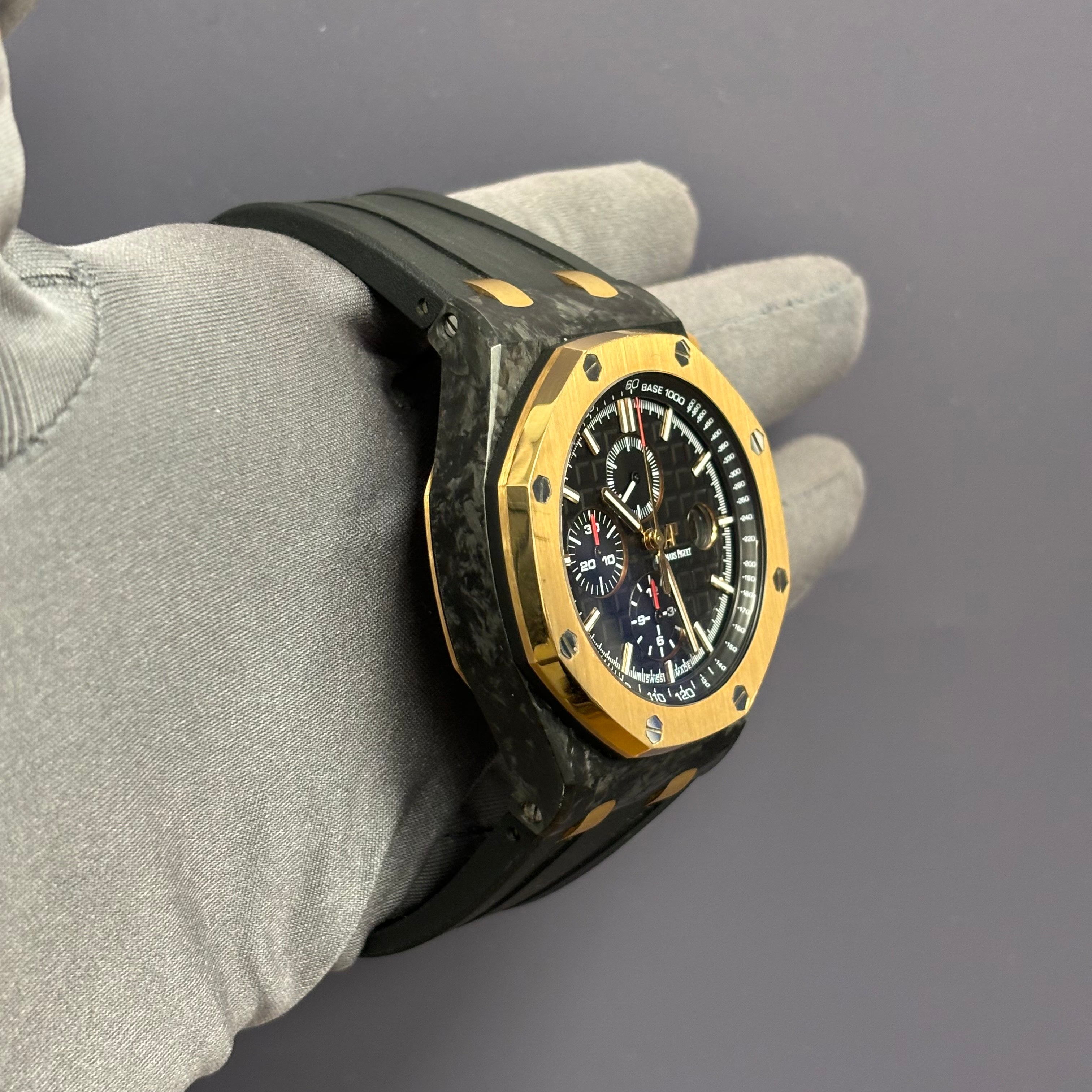 Audemars Piguet Royal Oak 44mm Black Dial Watch Ref# 26406FR.OO.A002CA.01 - Happy Jewelers Fine Jewelry Lifetime Warranty