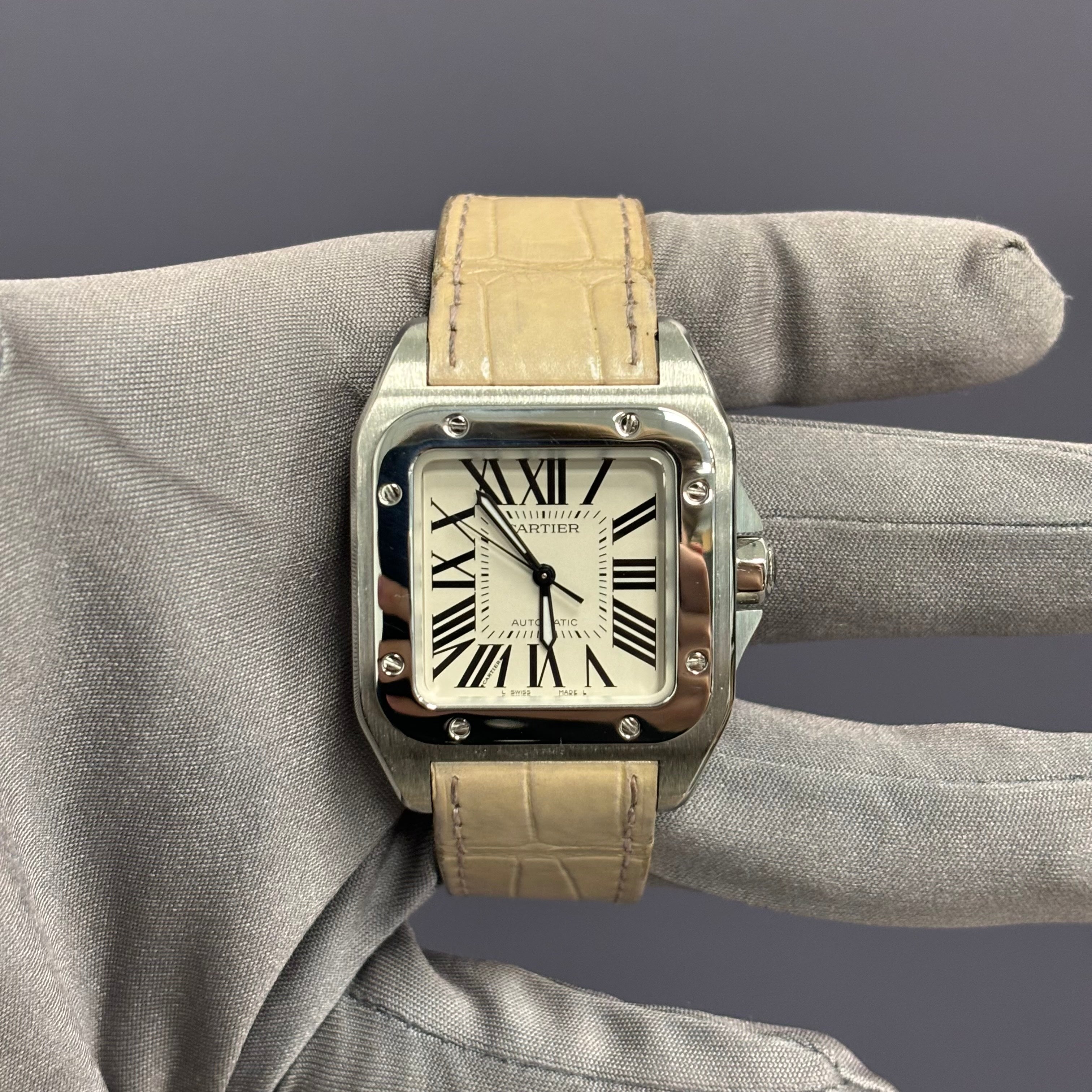 Cartier Santos 33mm White Dial Watch Ref# W20126X8 - Happy Jewelers Fine Jewelry Lifetime Warranty