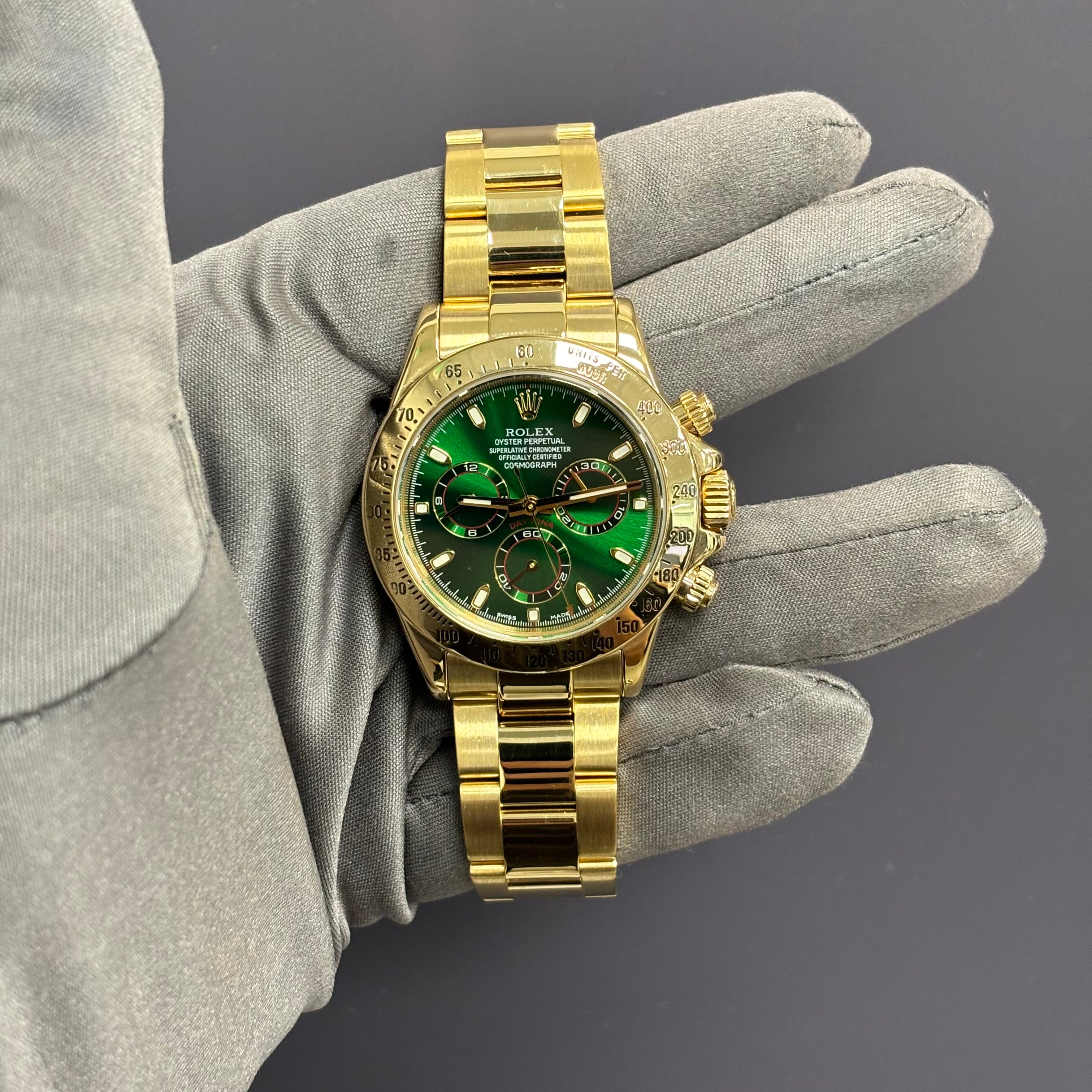Rolex Daytona 40mm Green Dial Watch Ref# 116528 - Happy Jewelers Fine Jewelry Lifetime Warranty