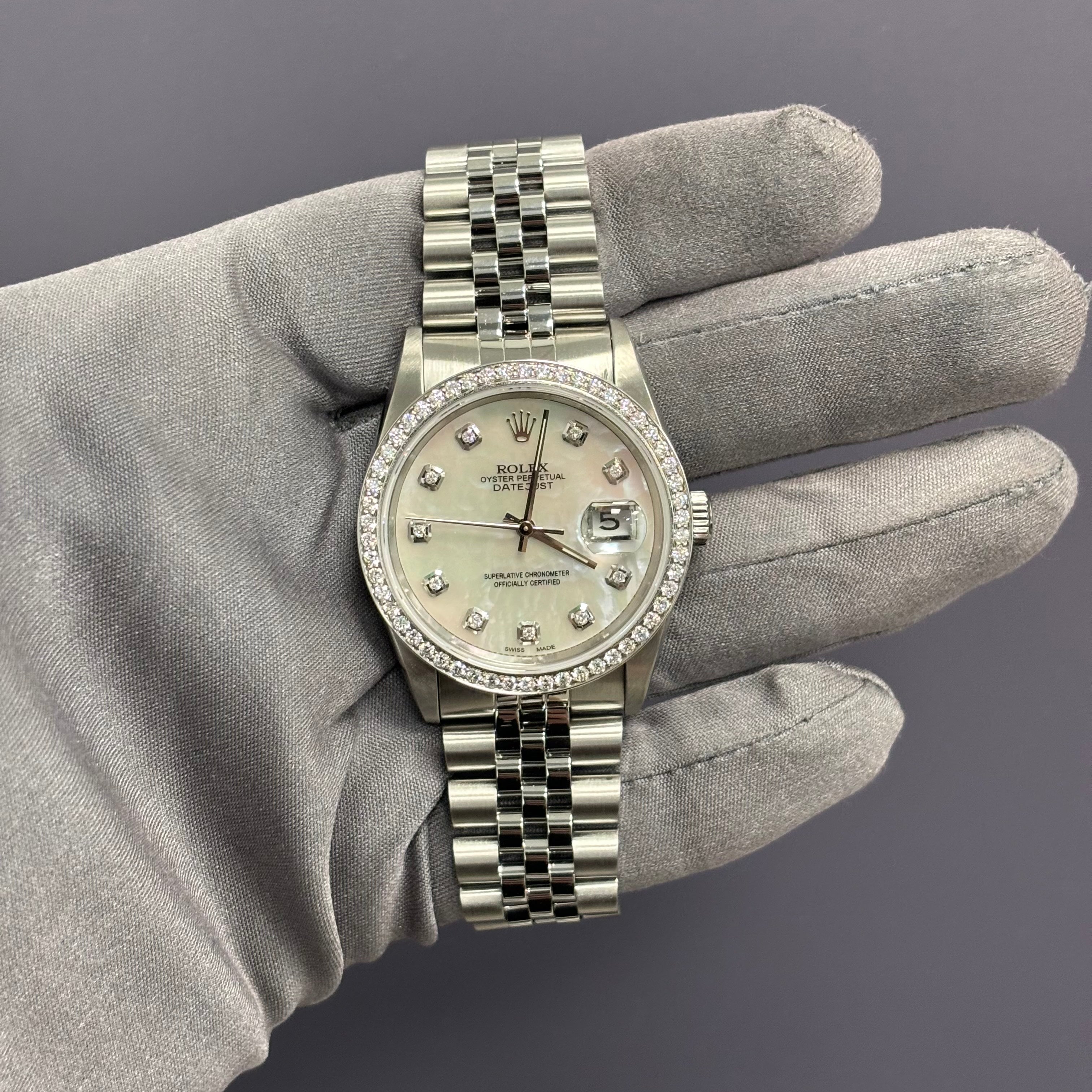 Rolex Datejust 36mm MOP Dial Watch Ref# 16220 - Happy Jewelers Fine Jewelry Lifetime Warranty