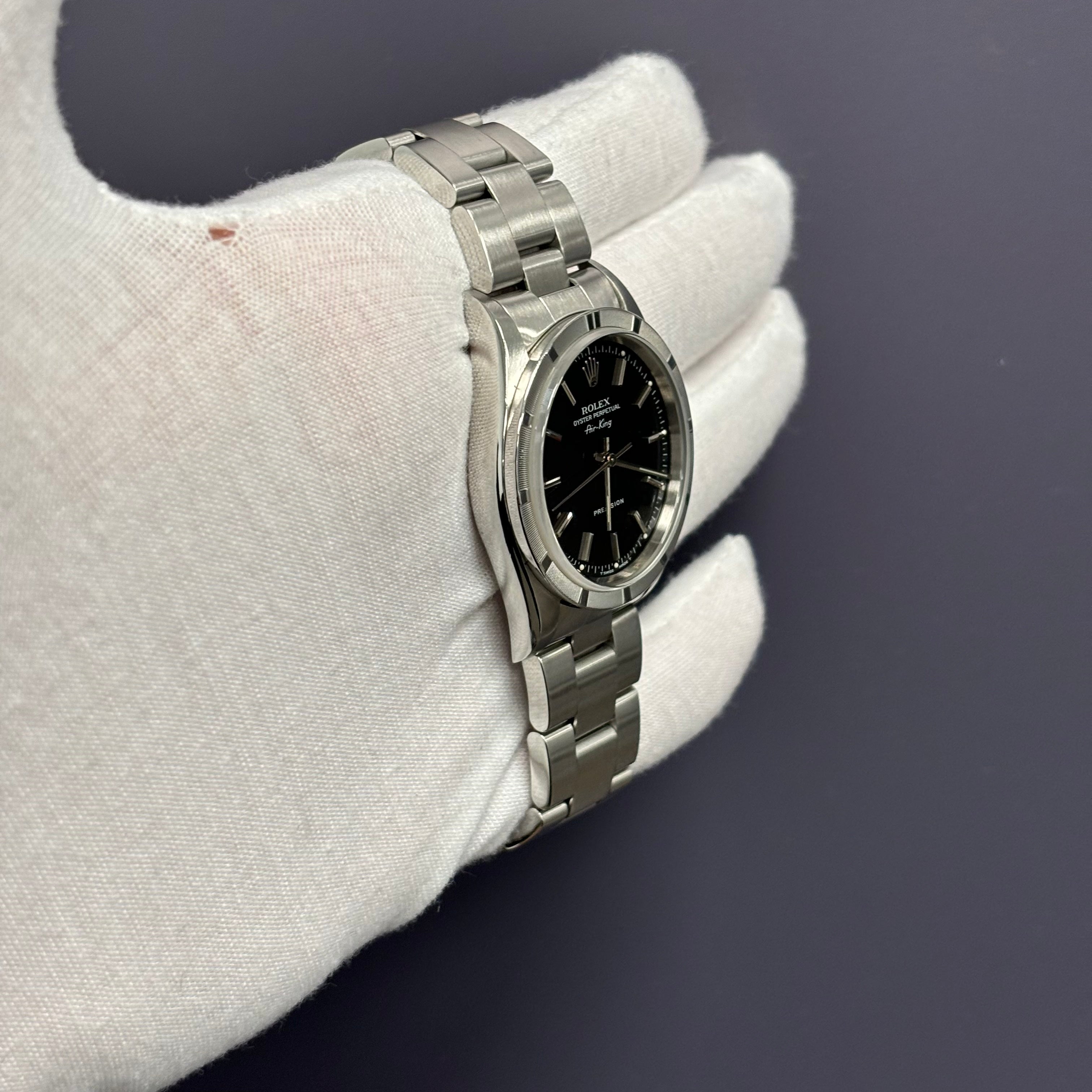 Rolex Air-King 34mm Black Stick Dial Watch Ref# 14010 - Happy Jewelers Fine Jewelry Lifetime Warranty