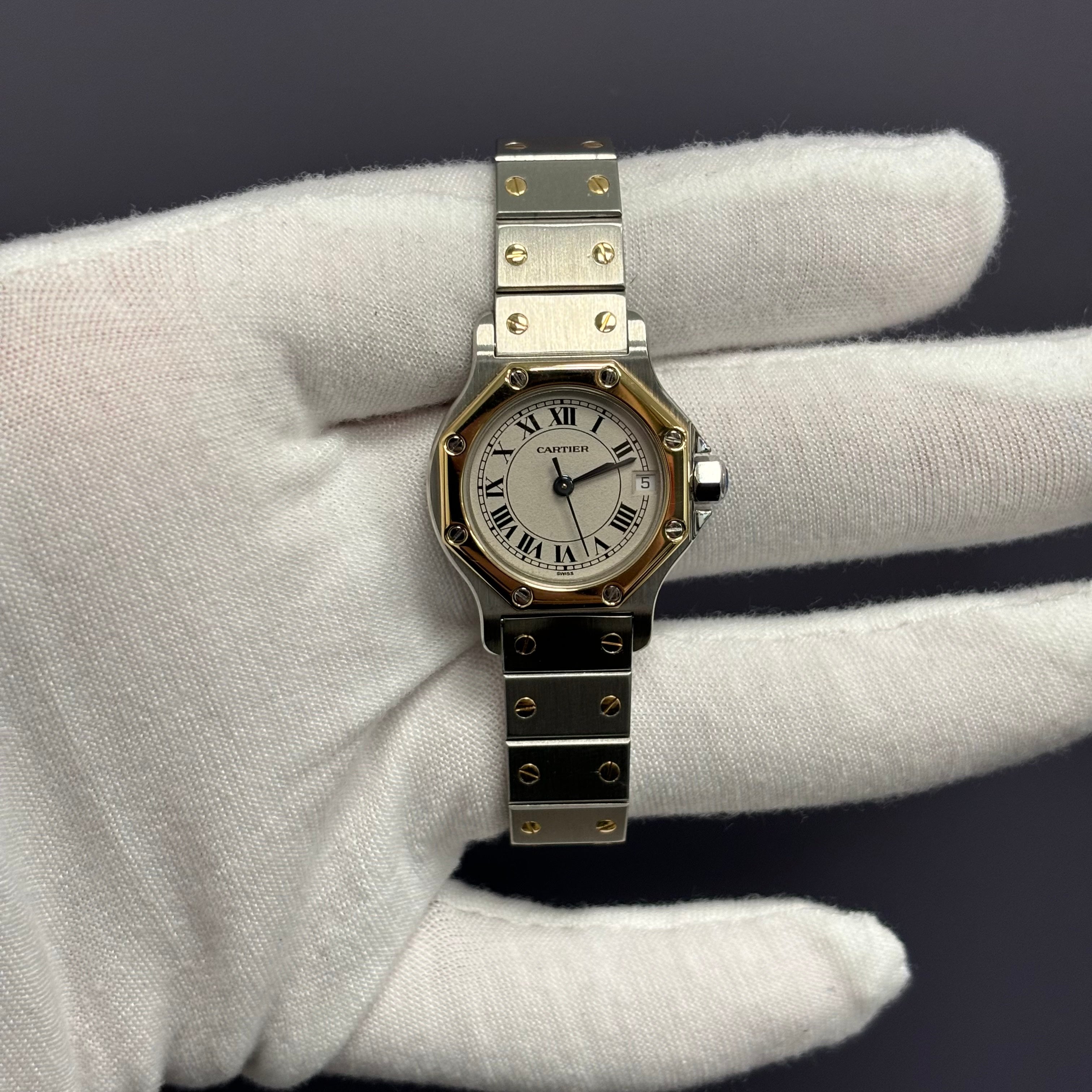 Cartier Santos 26mm Ivory Dial Watch Ref# 187903 - Happy Jewelers Fine Jewelry Lifetime Warranty