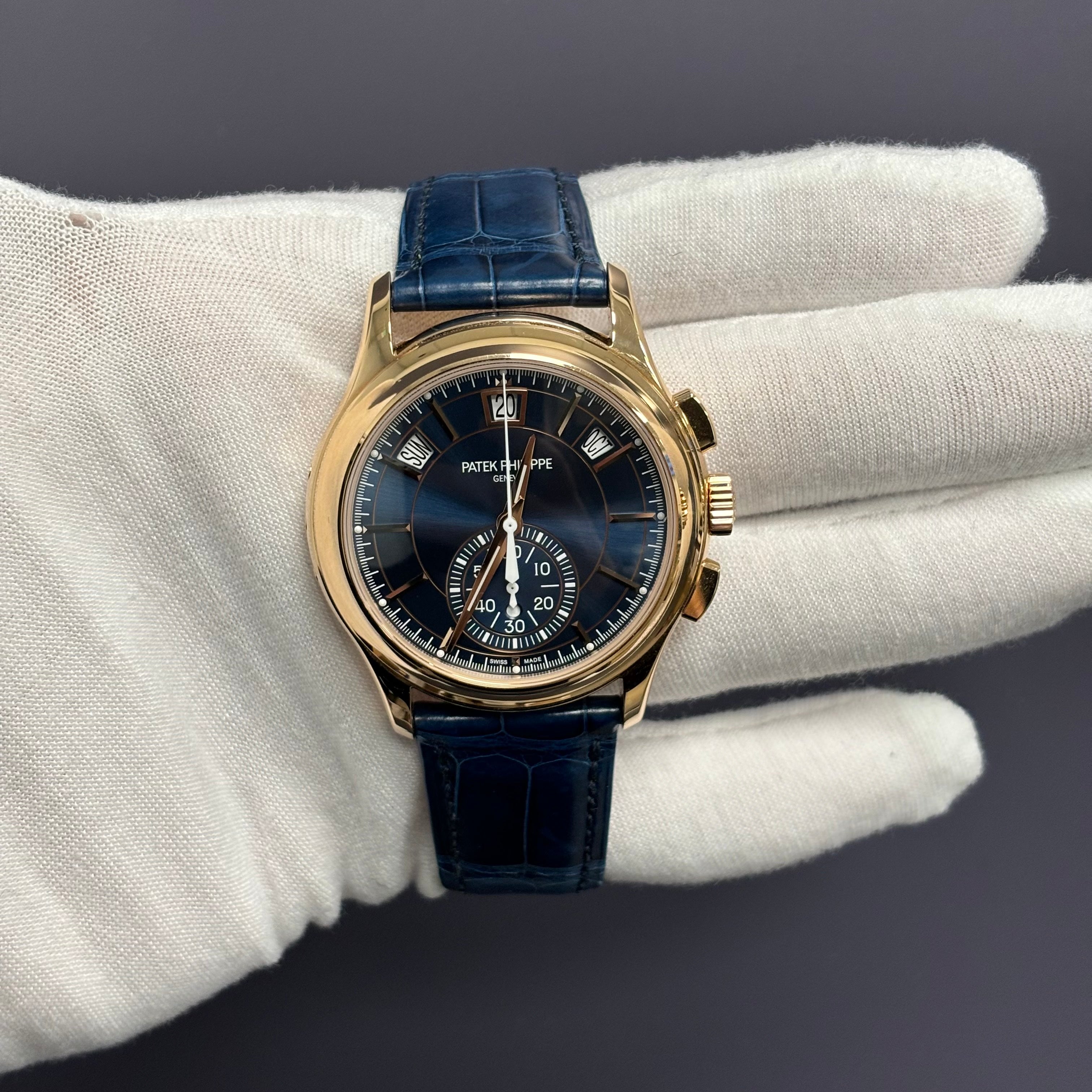 Patek Philippe Annual Calendar 42mm Blue Dial Watch Ref# 5905R-010 - Happy Jewelers Fine Jewelry Lifetime Warranty