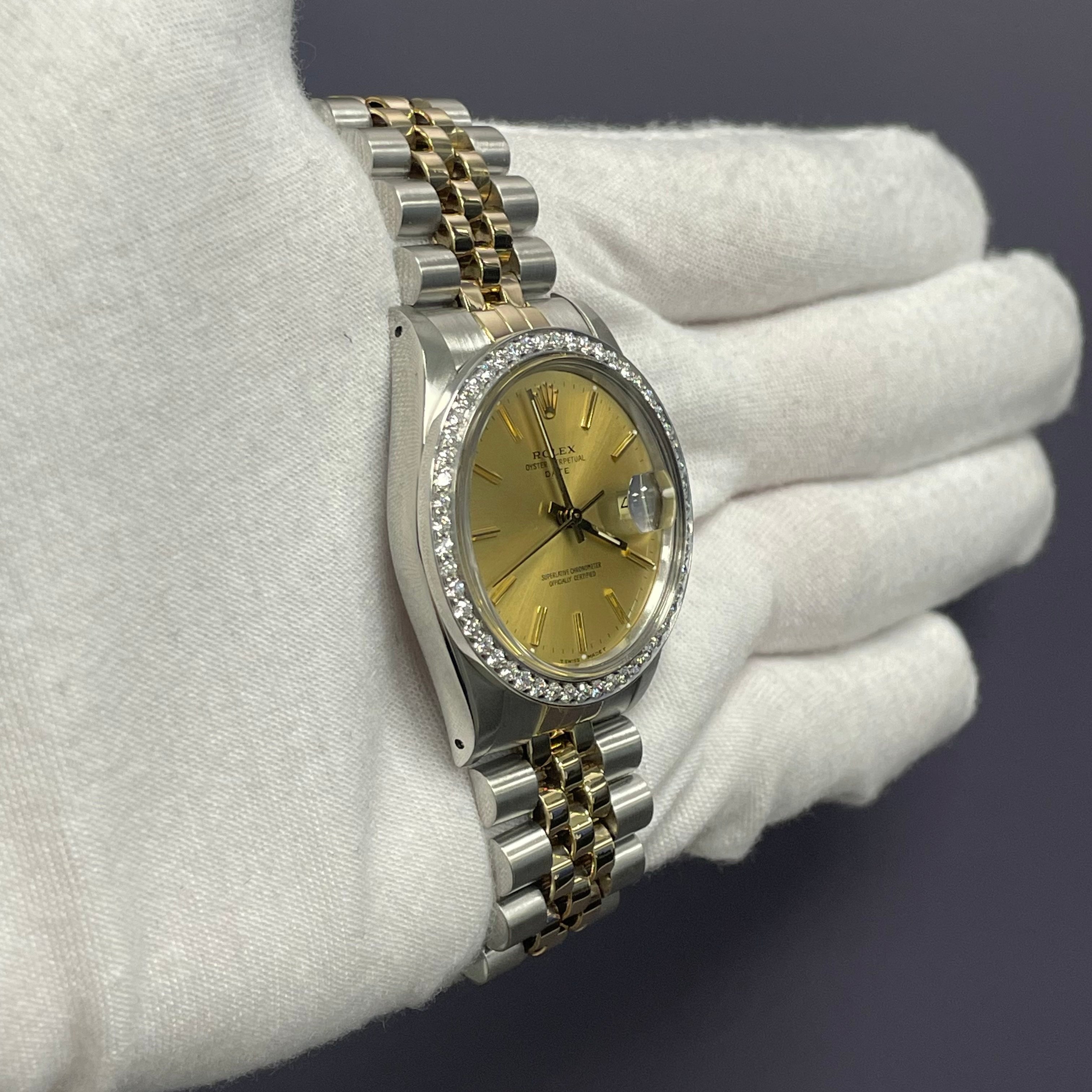 Rolex Oyster Perpetual 34mm Champagne Dial Watch Ref# 15053 - Happy Jewelers Fine Jewelry Lifetime Warranty