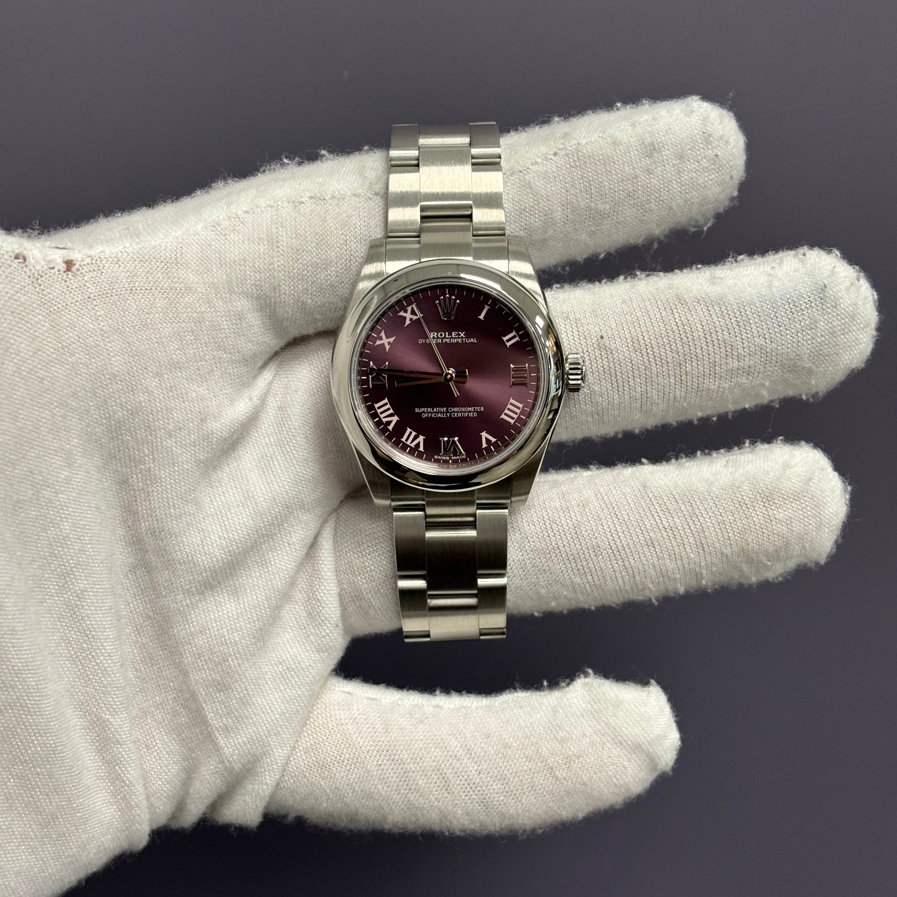Rolex Oyster Perpetual 31mm Purple Dial Watch Ref# 177200 - Happy Jewelers Fine Jewelry Lifetime Warranty