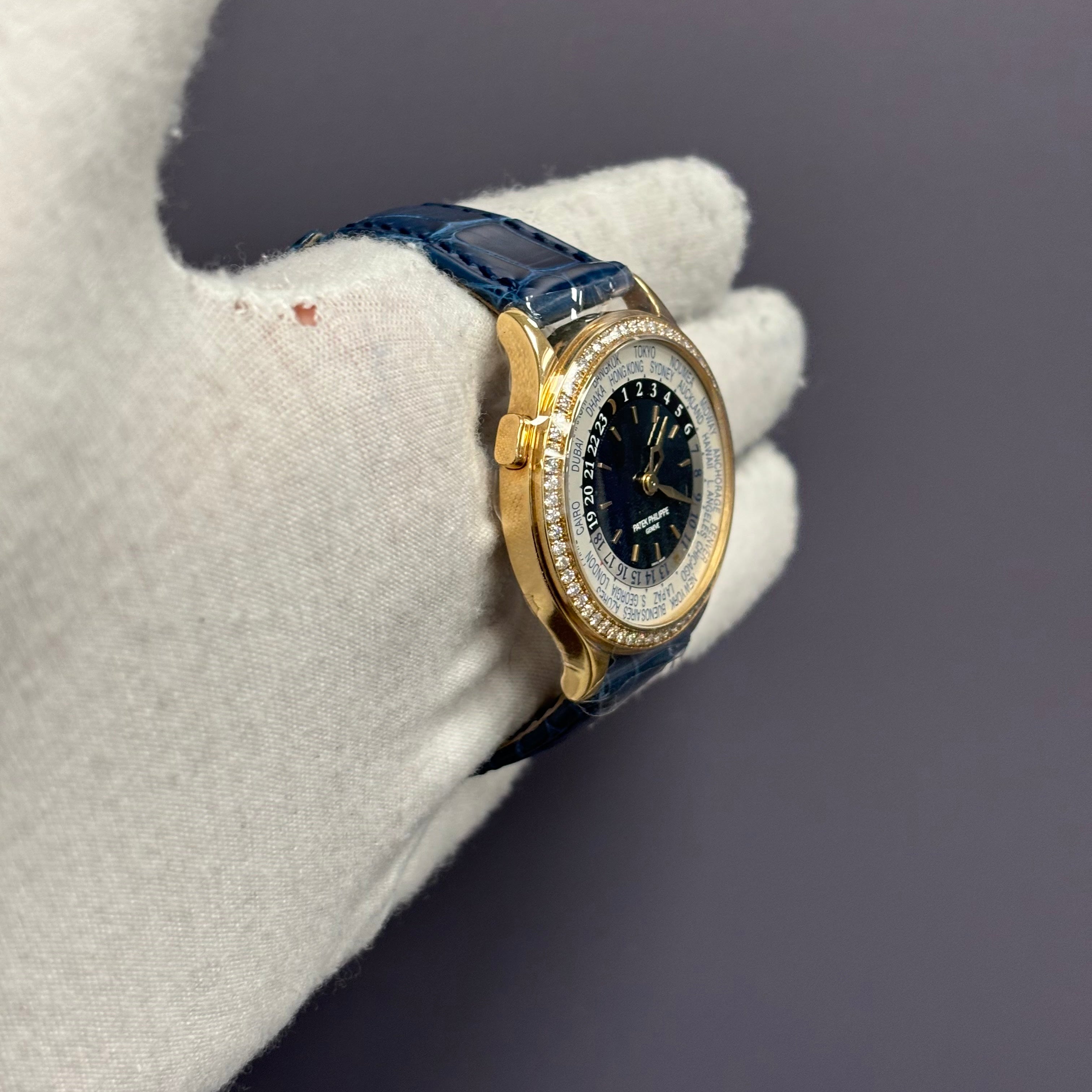 Patek Philippe World Time 36mm Blue Dial Watch Ref# 7130R-012 - Happy Jewelers Fine Jewelry Lifetime Warranty