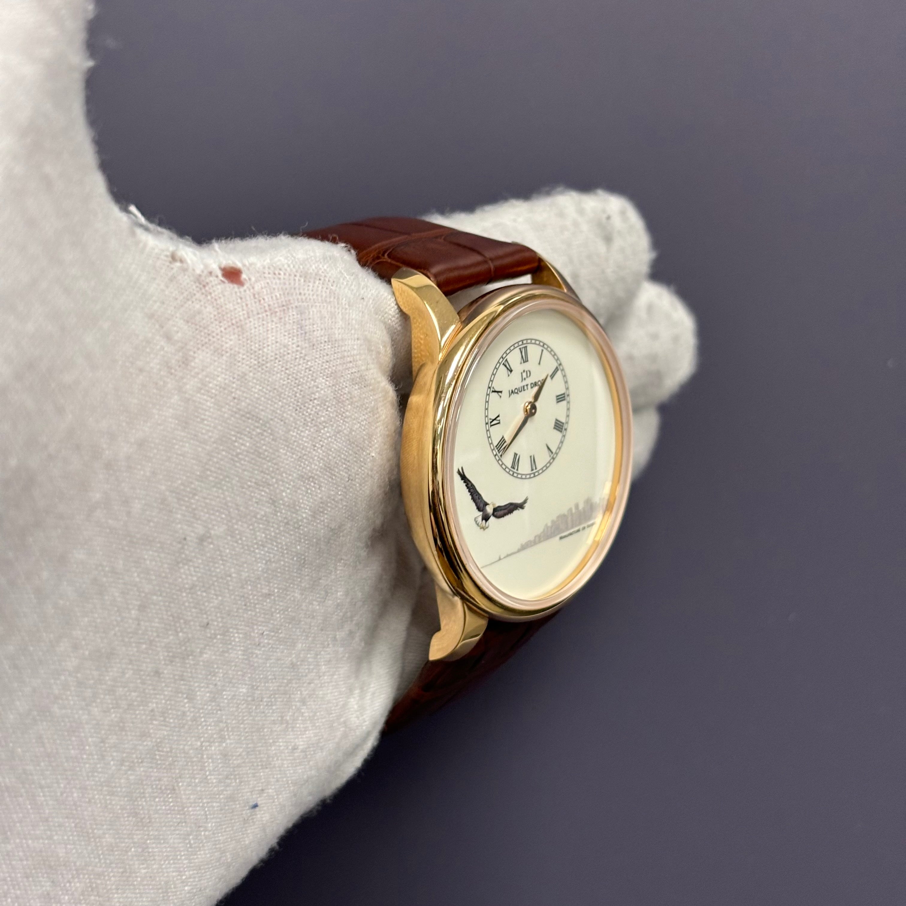 Jaquet Droz Atelier Petite Heure American Eagle 43mm White Dial Ref# J005033212 - Happy Jewelers Fine Jewelry Lifetime Warranty