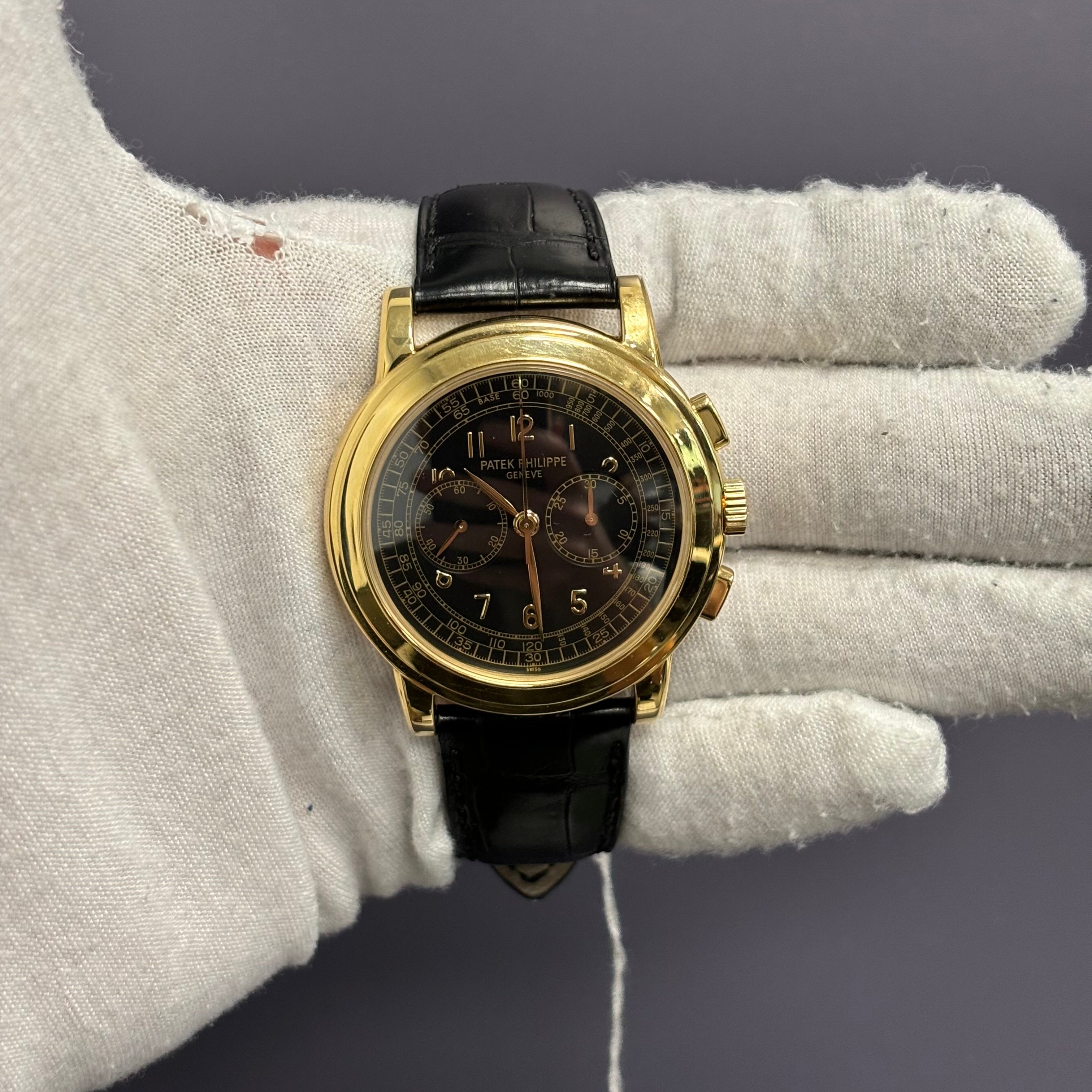 Patek Philippe Complications 42mm Black Dial Watch Ref# 5070J-001 - Happy Jewelers Fine Jewelry Lifetime Warranty