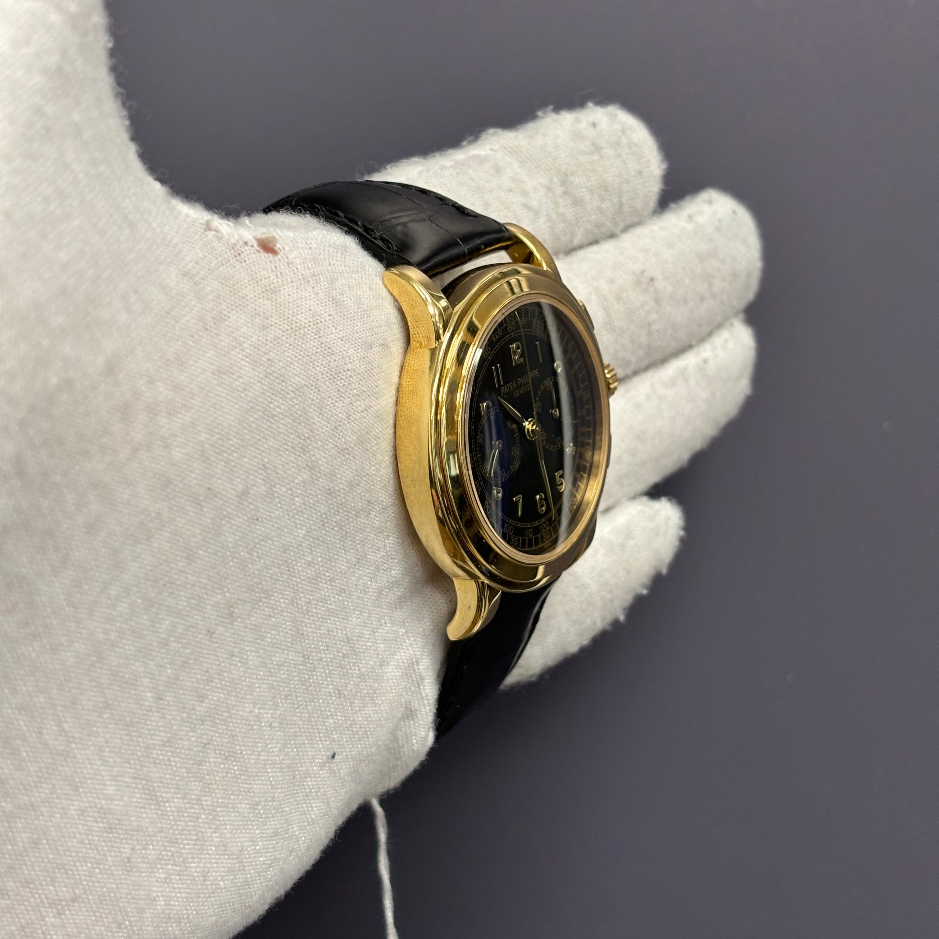 Patek Philippe Complications 42mm Black Dial Watch Ref# 5070J-001 - Happy Jewelers Fine Jewelry Lifetime Warranty