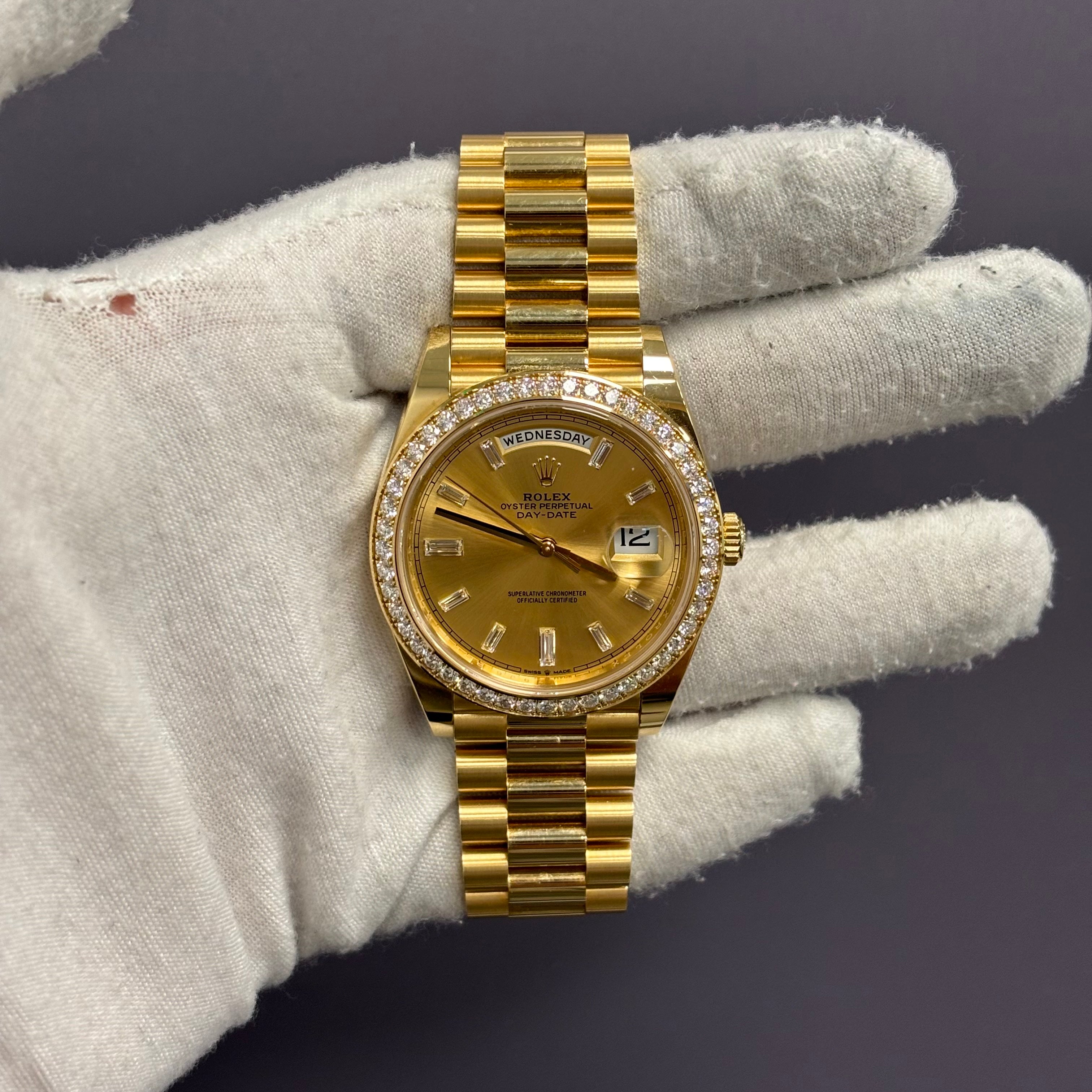 Rolex Day-Date 40mm Champagne Dial Watch Ref# 228348RBR - Happy Jewelers Fine Jewelry Lifetime Warranty