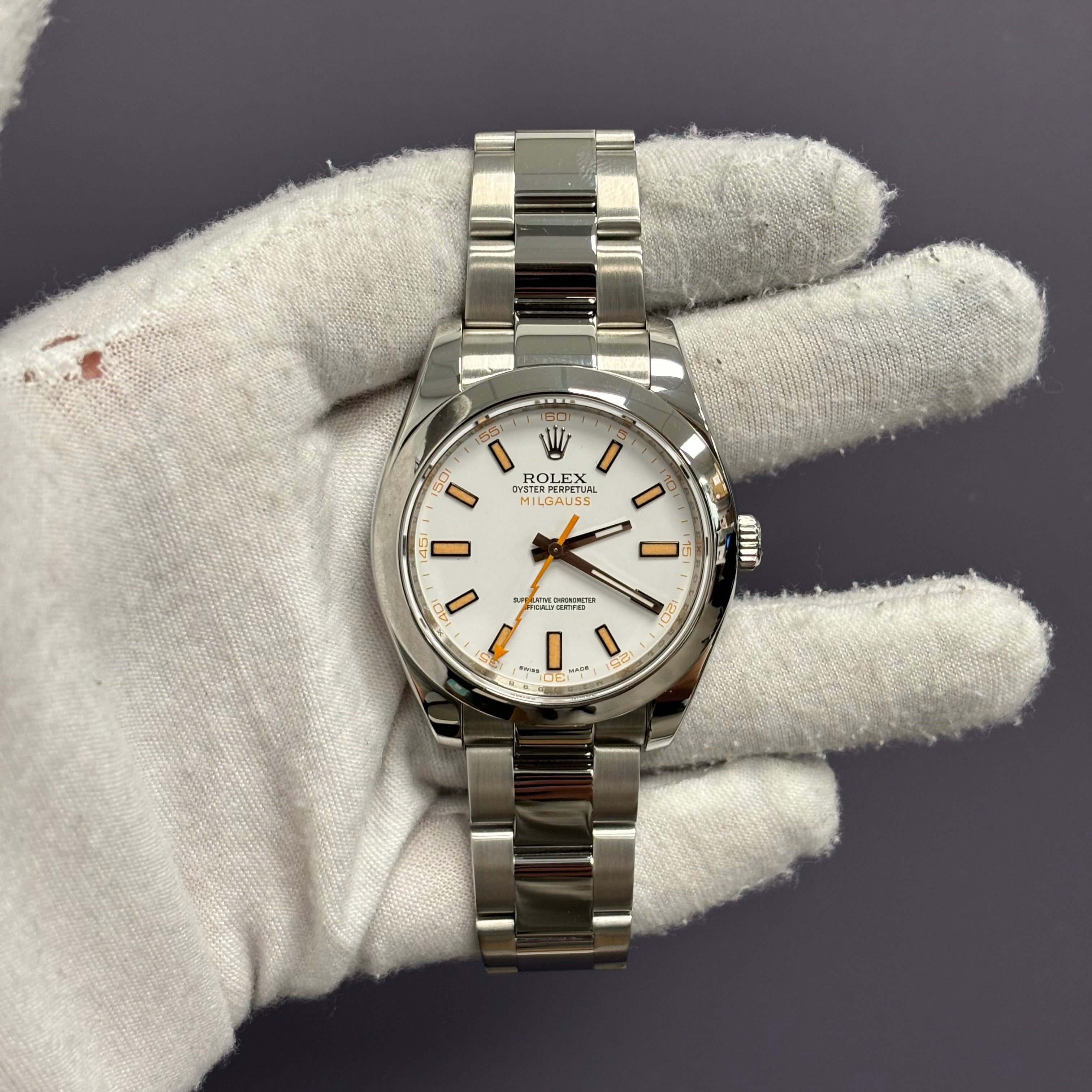 Rolex Milgauss 40mm White Dial Watch Ref# 116400 - Happy Jewelers Fine Jewelry Lifetime Warranty