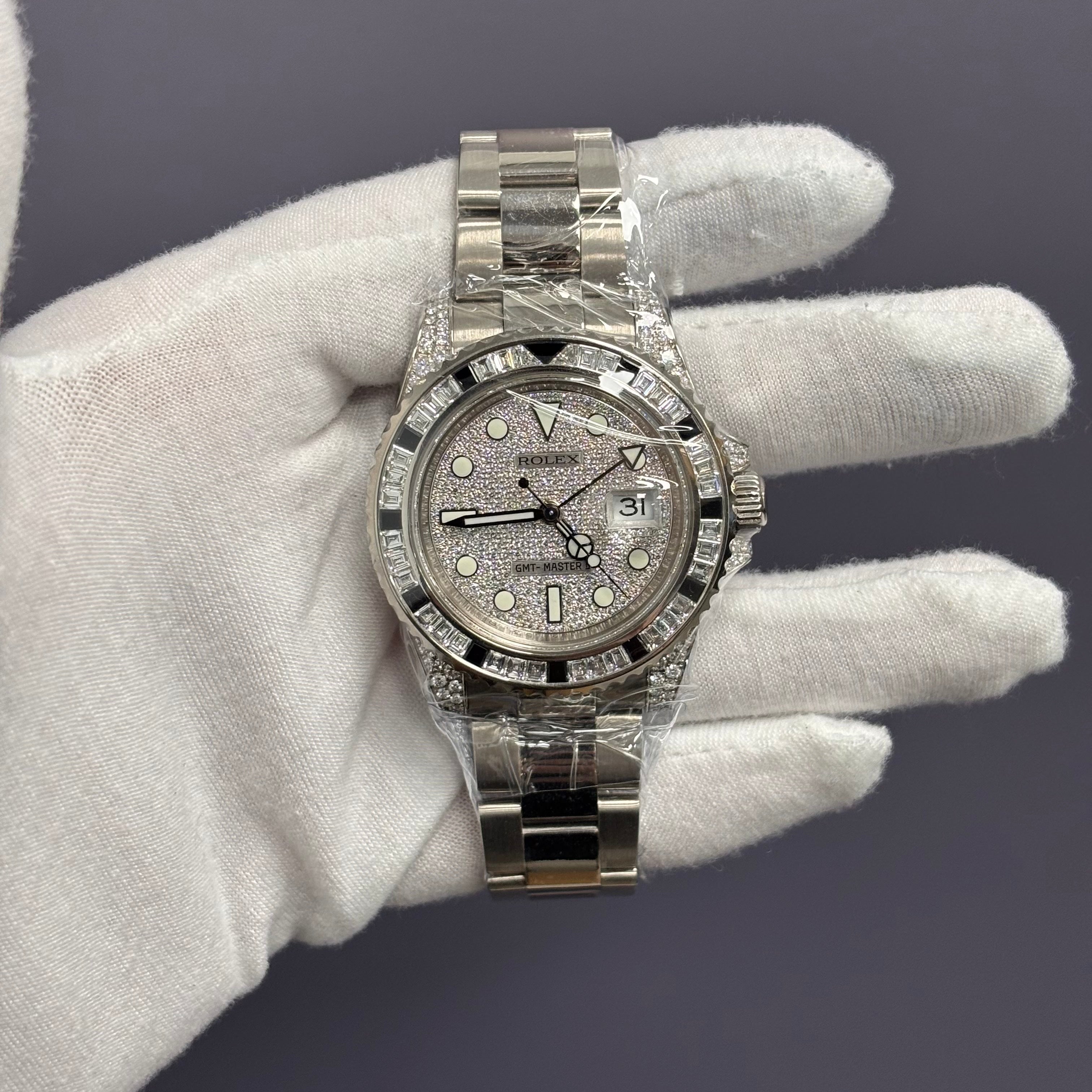 Rolex GMT-Master II 40mm Pave Dial Watch Ref# 116759SANR - Happy Jewelers Fine Jewelry Lifetime Warranty