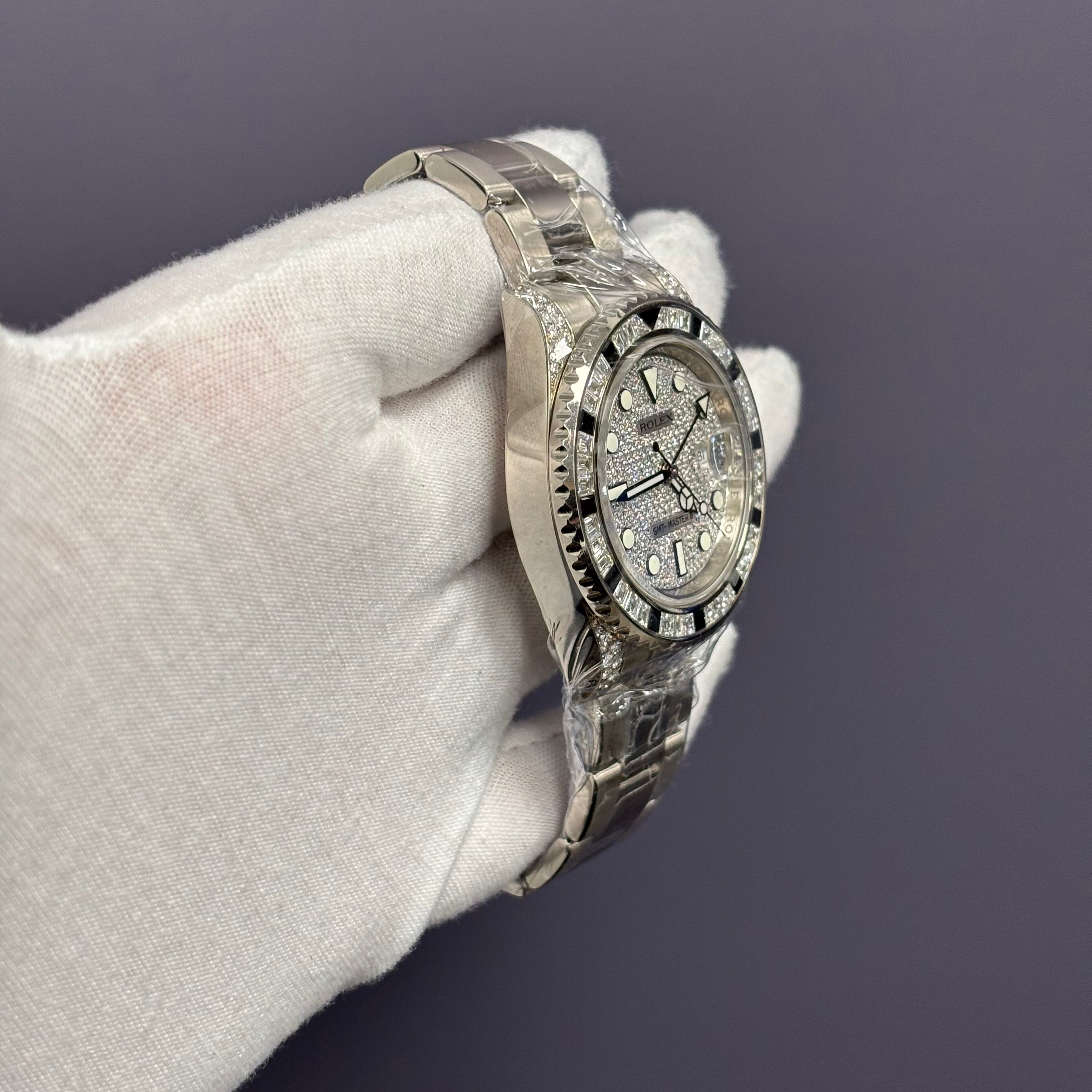 Rolex GMT-Master II 40mm Pave Dial Watch Ref# 116759SANR - Happy Jewelers Fine Jewelry Lifetime Warranty