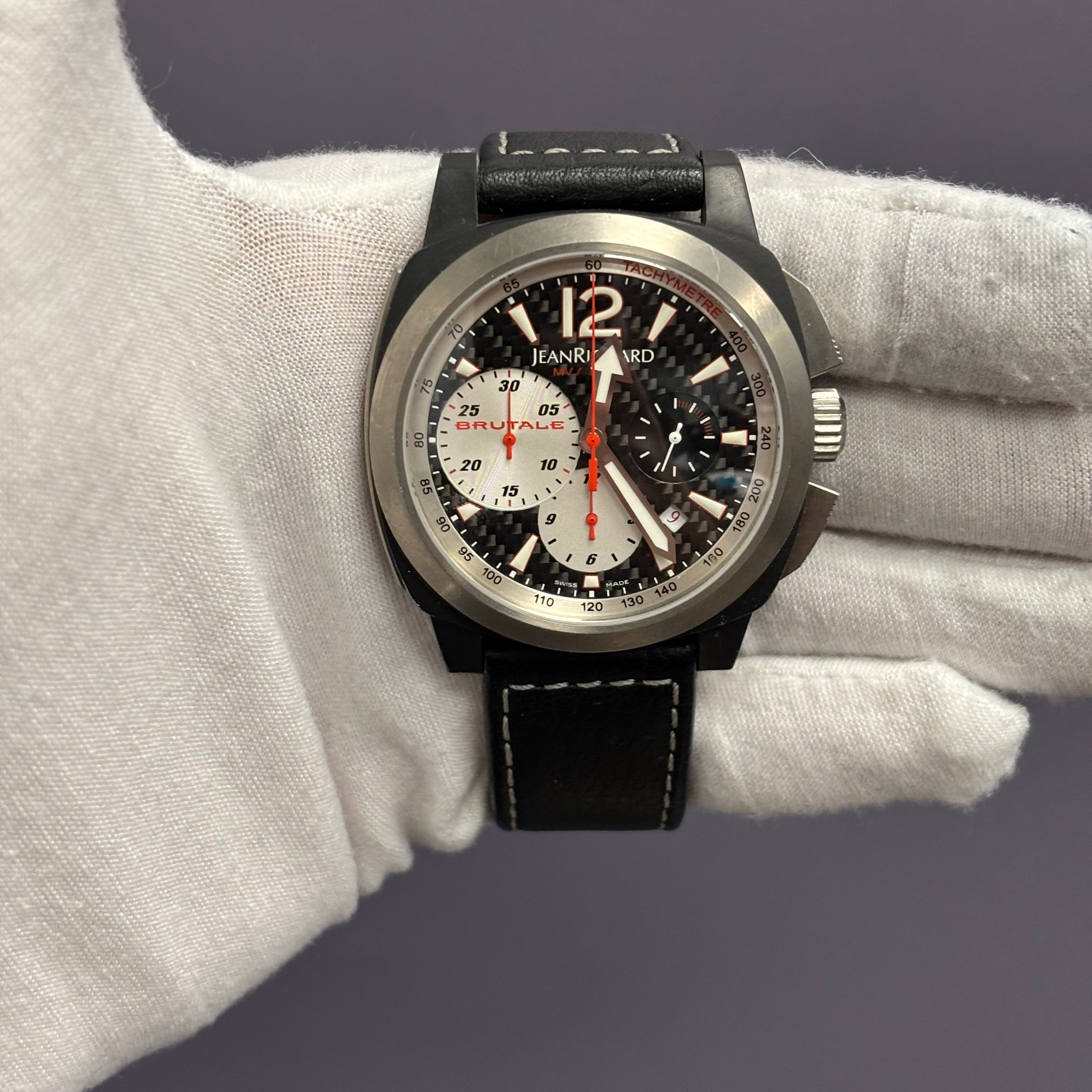 JeanRichard Chronoscope 44mm Carbon Dial Watch Ref# 65120 - Happy Jewelers Fine Jewelry Lifetime Warranty