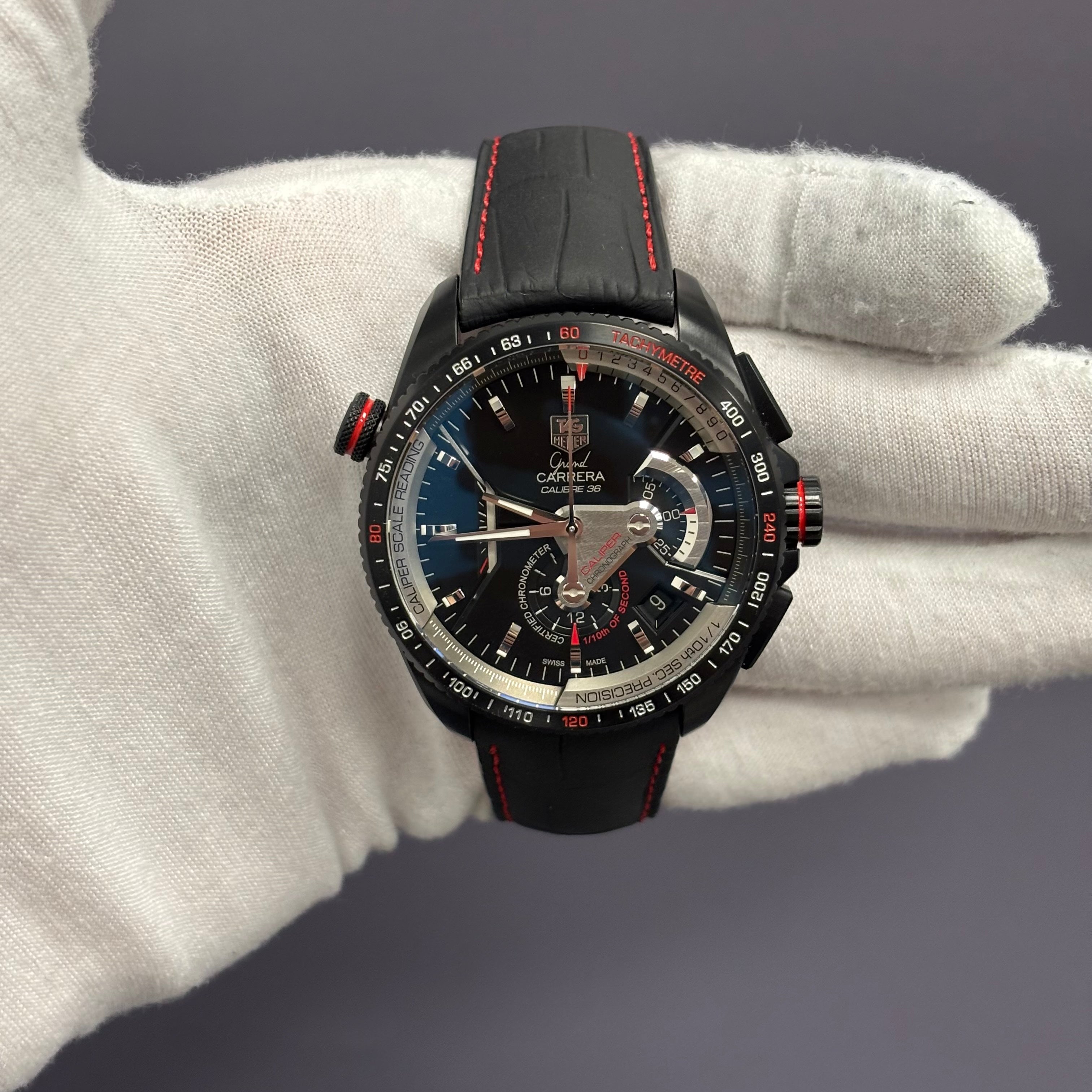 Tag Heuer Carrera 43mm Black Dial Watch Ref# CAV5185.FC6257 - Happy Jewelers Fine Jewelry Lifetime Warranty