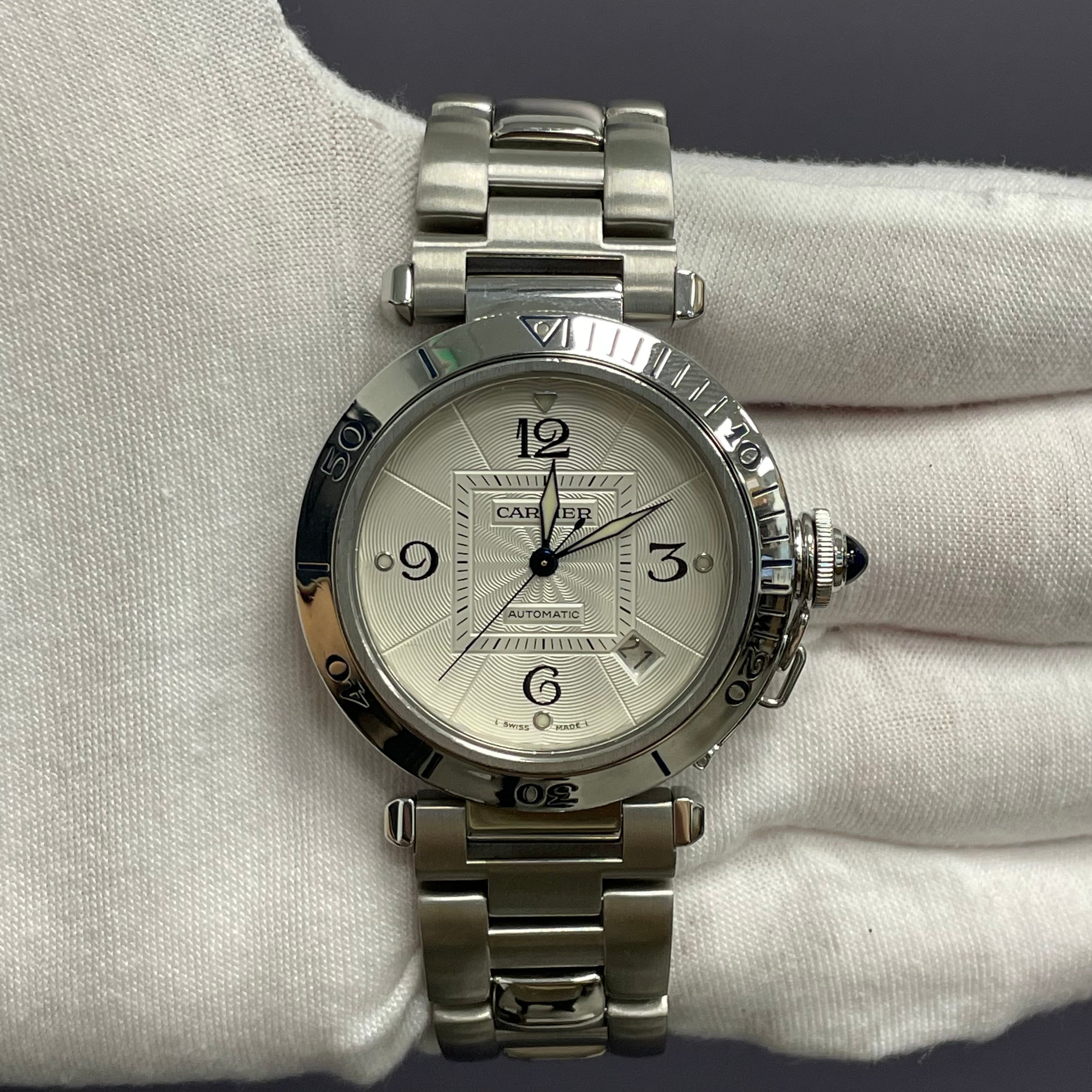 Cartier Pasha De Cartier 38mm White Dial Watch Ref# 2378 - Happy Jewelers Fine Jewelry Lifetime Warranty