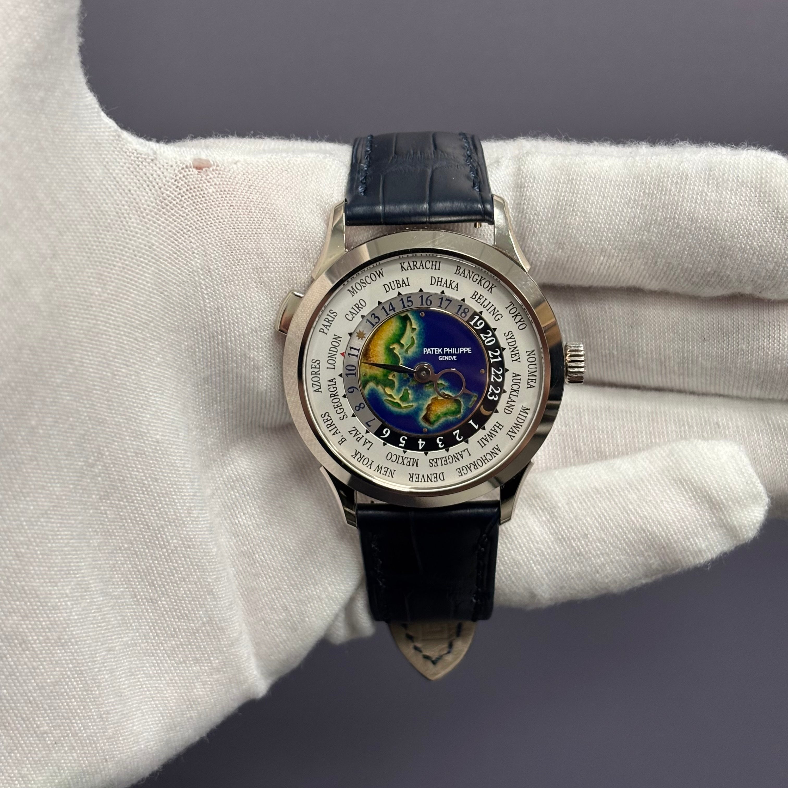 Patek Philippe World Time 38mm Blue Dial Watch Ref# 5231G-001 - Happy Jewelers Fine Jewelry Lifetime Warranty