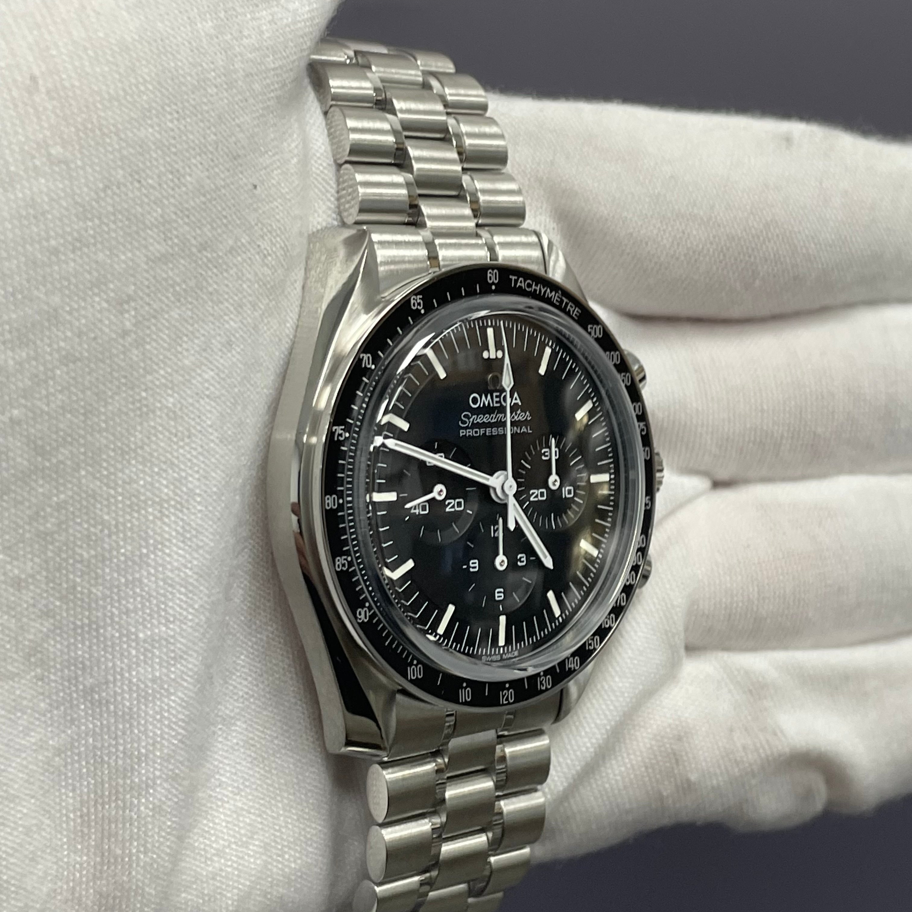 Omega Speedmaster 42mm Black Dial Watch Ref# 310.30.42.50.01.002 - Happy Jewelers Fine Jewelry Lifetime Warranty