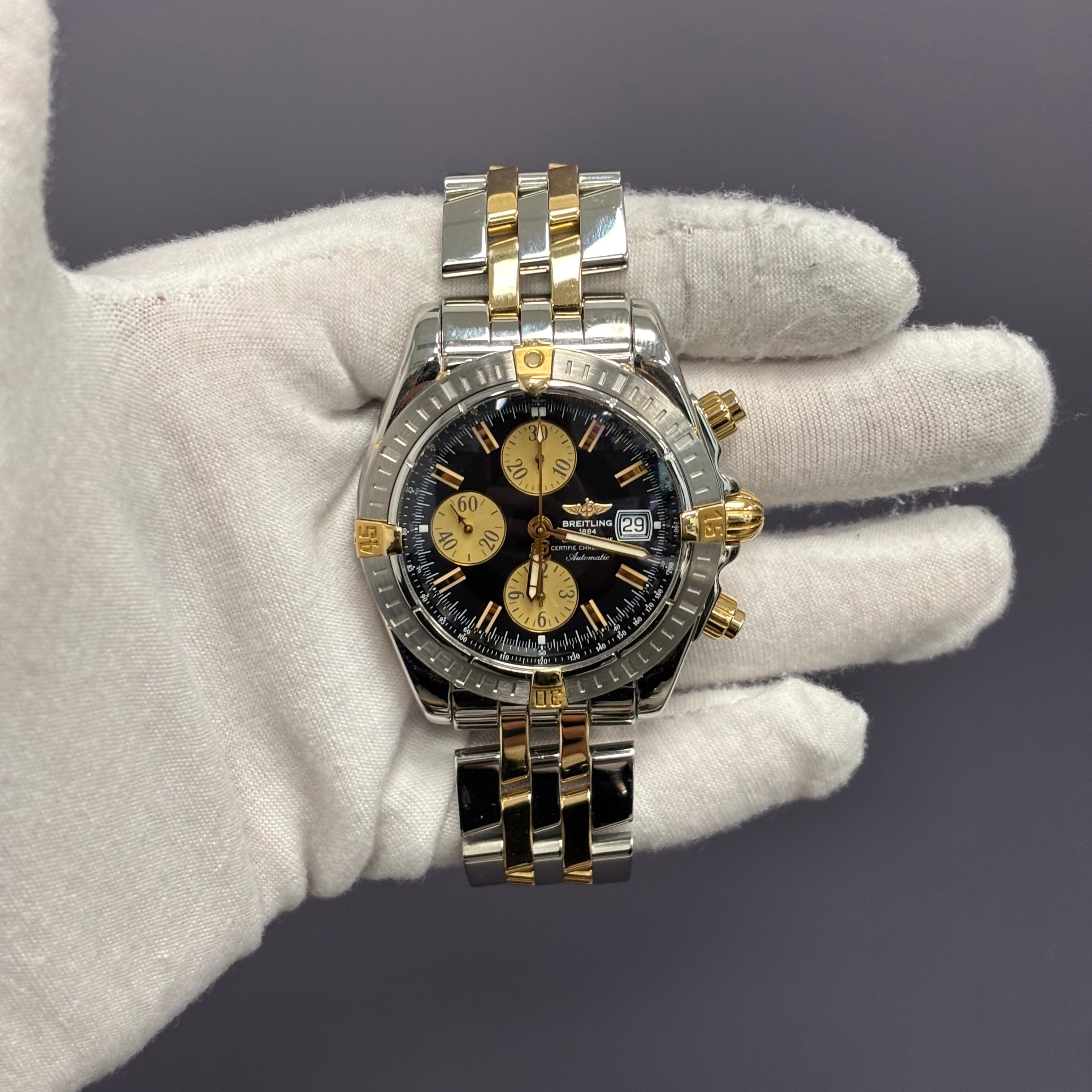 Breitling Chronomat 43mm Black Dial Watch Ref# B13356 - Happy Jewelers Fine Jewelry Lifetime Warranty