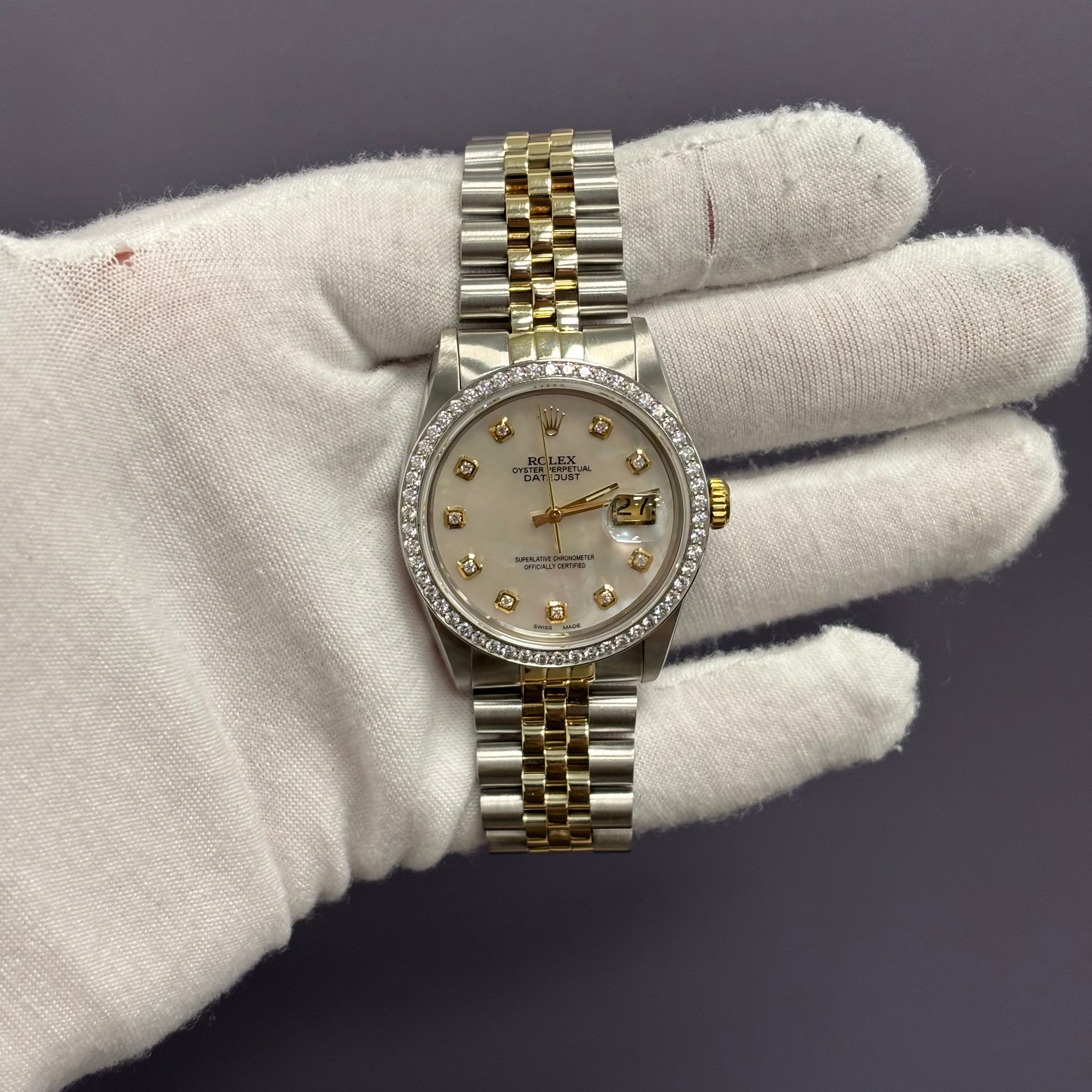 Rolex Datejust 36mm MOP Dial Watch Ref# 16013 - Happy Jewelers Fine Jewelry Lifetime Warranty
