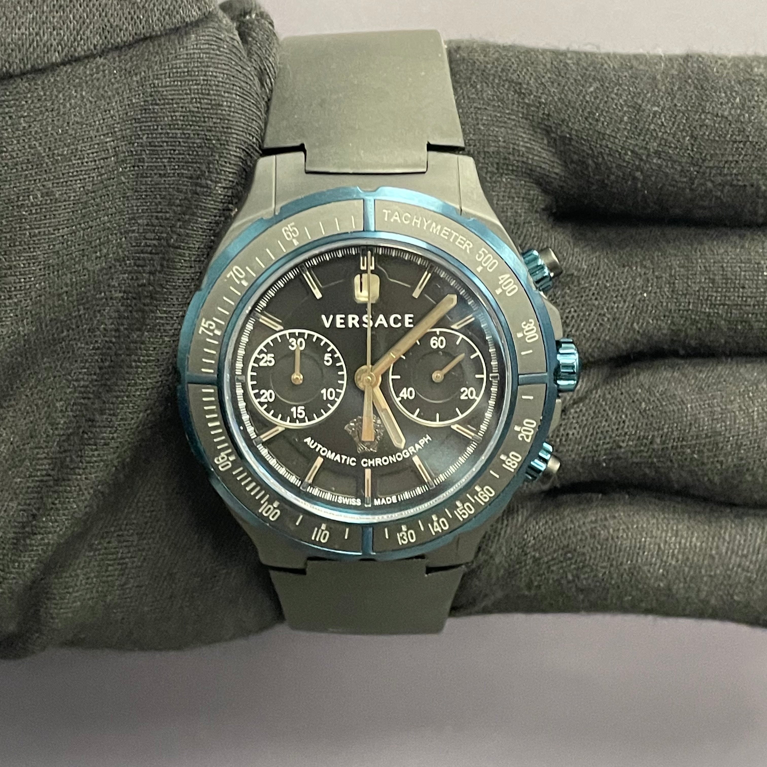 Versace Chronograph 43mm Black Dial Watch Ref# 26CCS9D009 S009 - Happy Jewelers Fine Jewelry Lifetime Warranty