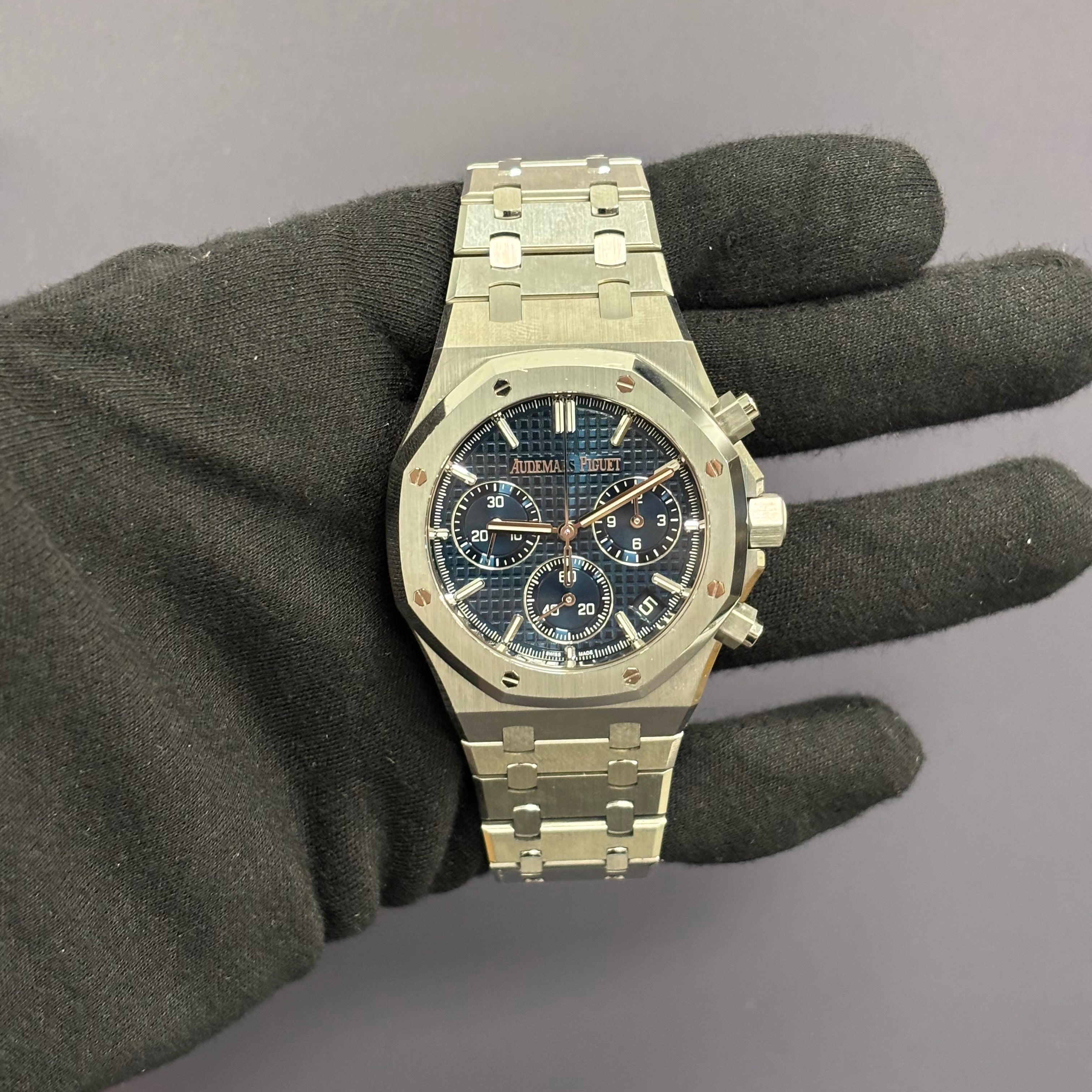 Audemars Piguet Royal Oak 41mm Blue Dial Watch Ref# 26240ST.OO.1320ST.05 - Happy Jewelers Fine Jewelry Lifetime Warranty