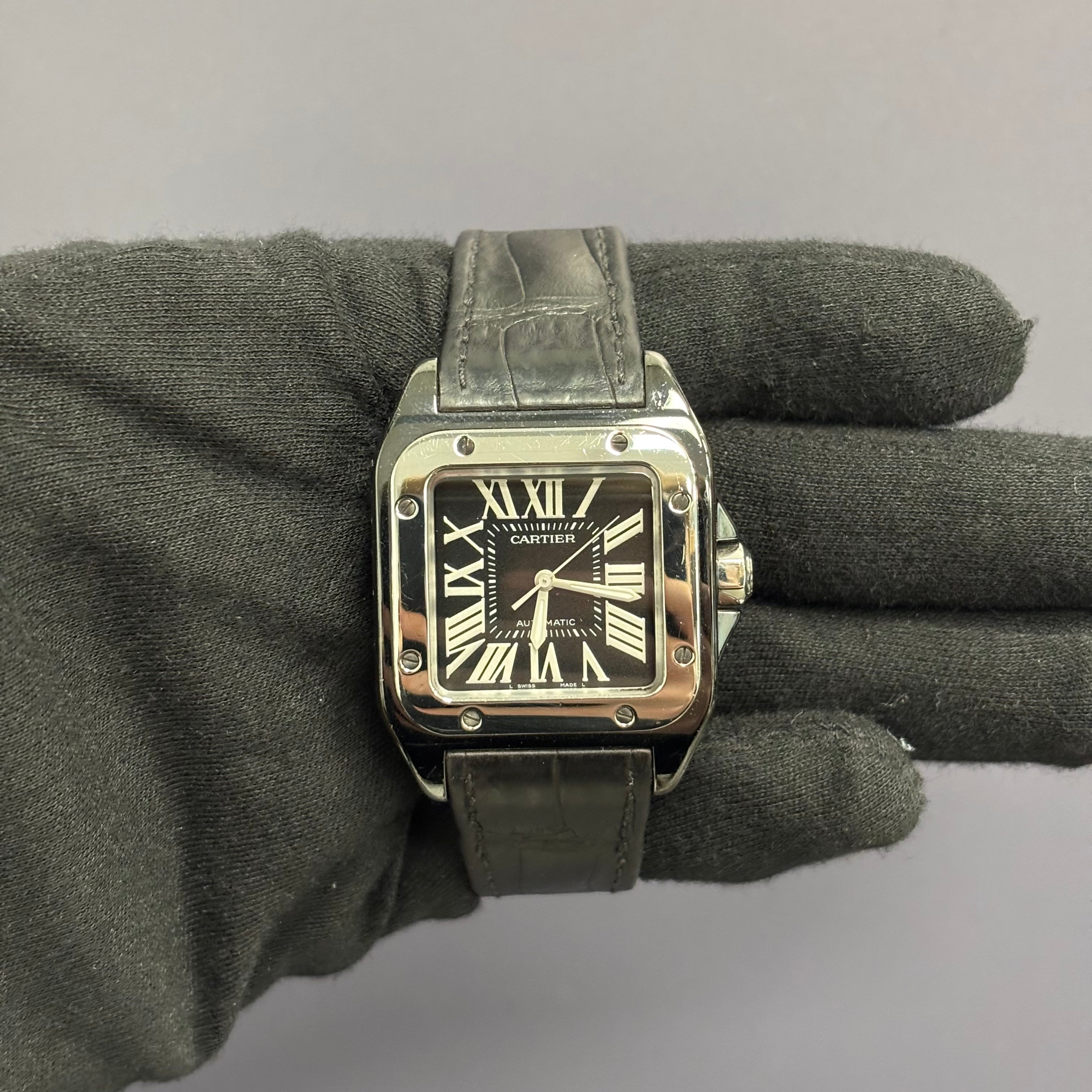 Cartier Santos 33mm Black Dial Watch Ref# W2020008 - Happy Jewelers Fine Jewelry Lifetime Warranty