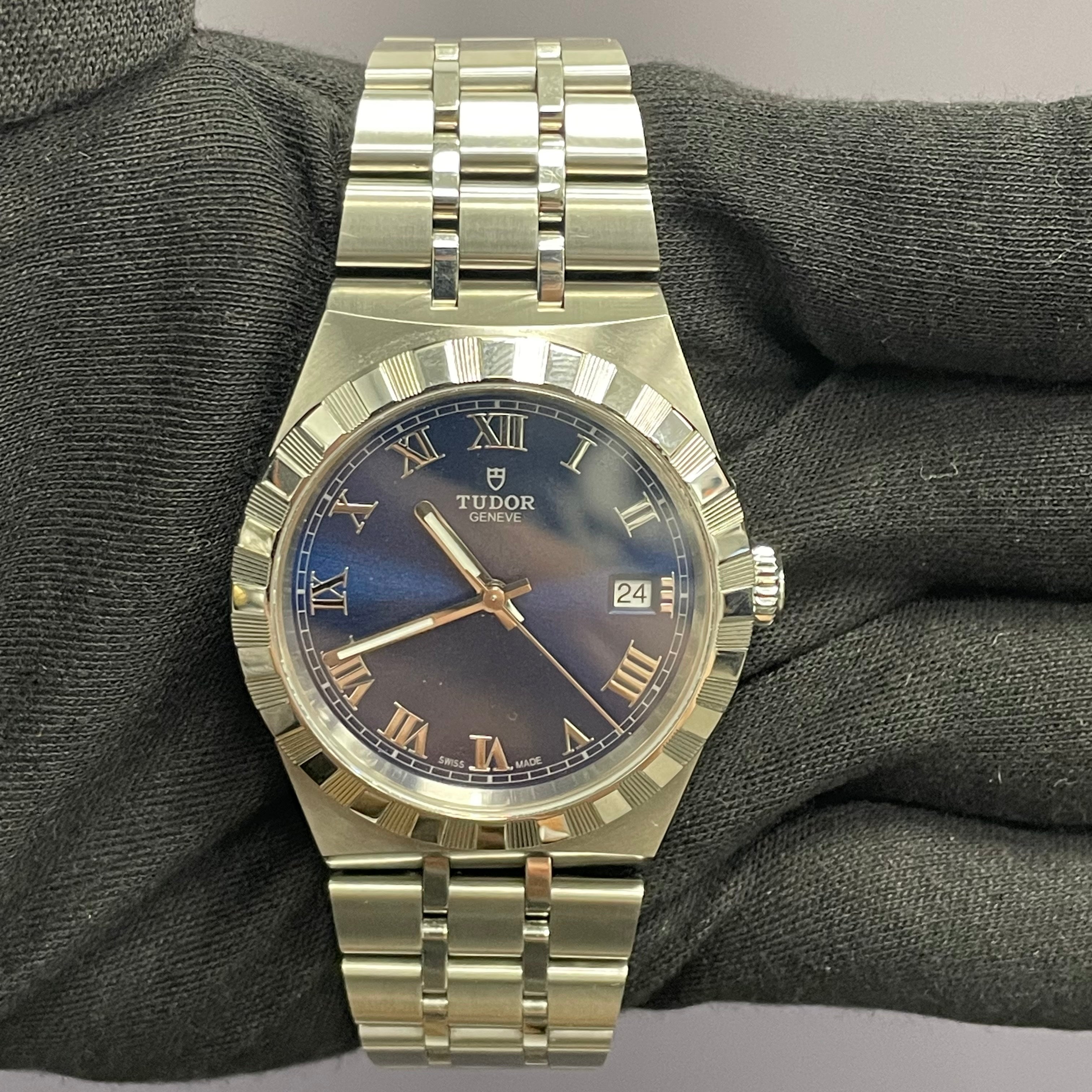 Tudor Royal 38mm Stainless Steel Blue Dial Watch Ref# 28500 - Happy Jewelers Fine Jewelry Lifetime Warranty