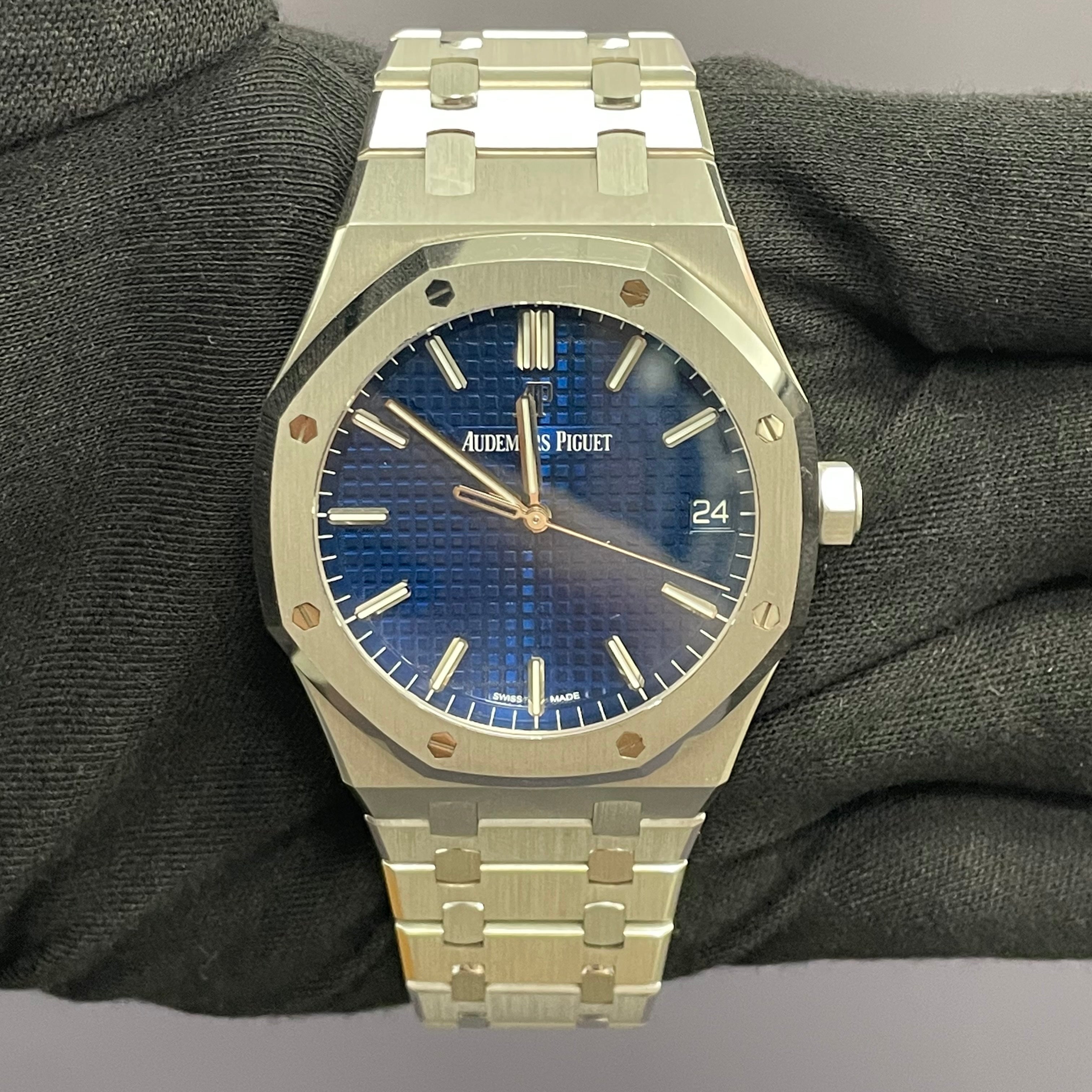 Audemars Piguet Royal Oak 41mm Blue Dial Watch Ref# 15503BC.OO.1220BC.01 - Happy Jewelers Fine Jewelry Lifetime Warranty