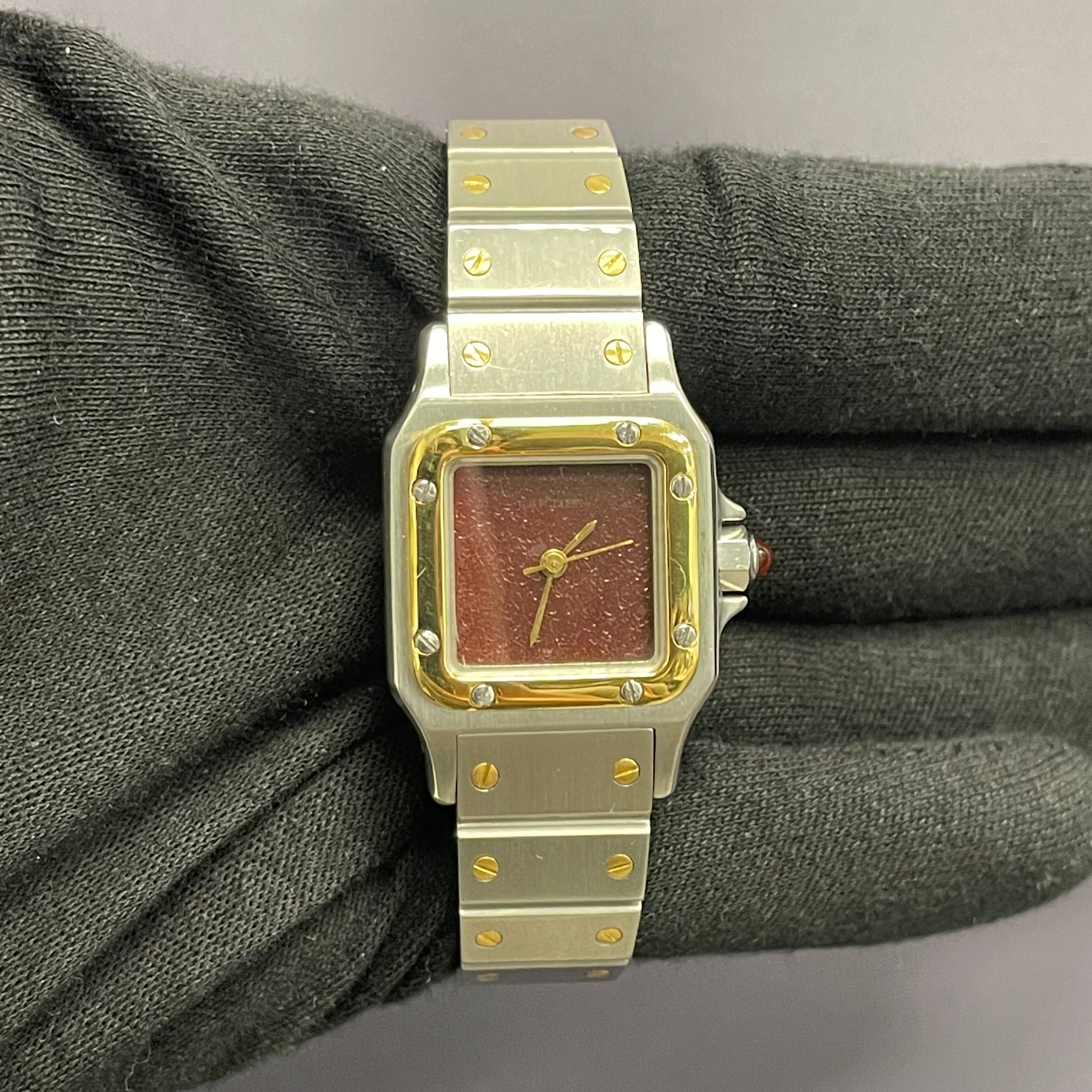 Cartier Santos 29mm Burgundy Dial Watch Ref# 2961 - Happy Jewelers Fine Jewelry Lifetime Warranty