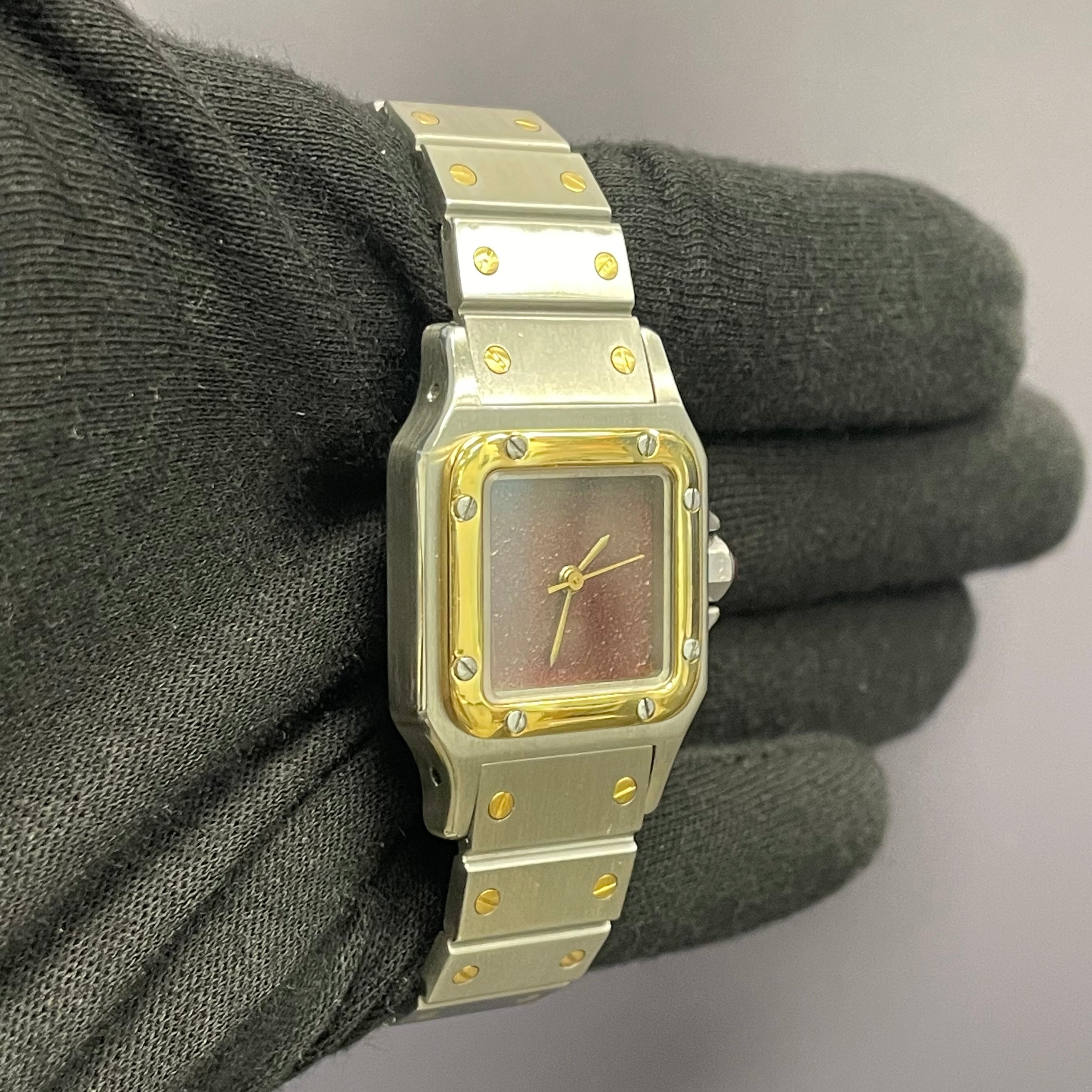 Cartier Santos 29mm Burgundy Dial Watch Ref# 2961 - Happy Jewelers Fine Jewelry Lifetime Warranty