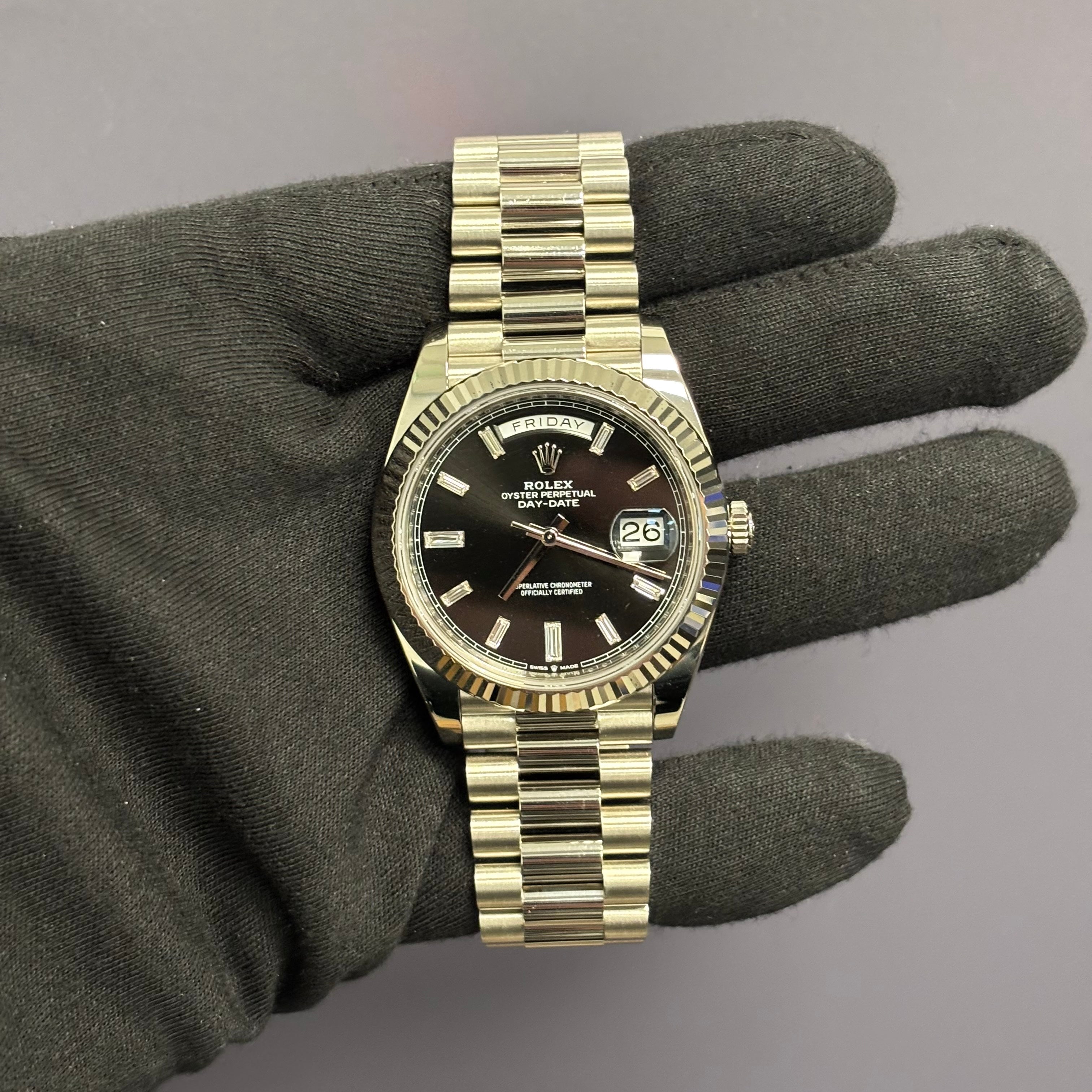 Rolex Day-Date 40mm Black Dial Watch Ref# 228239 - Happy Jewelers Fine Jewelry Lifetime Warranty